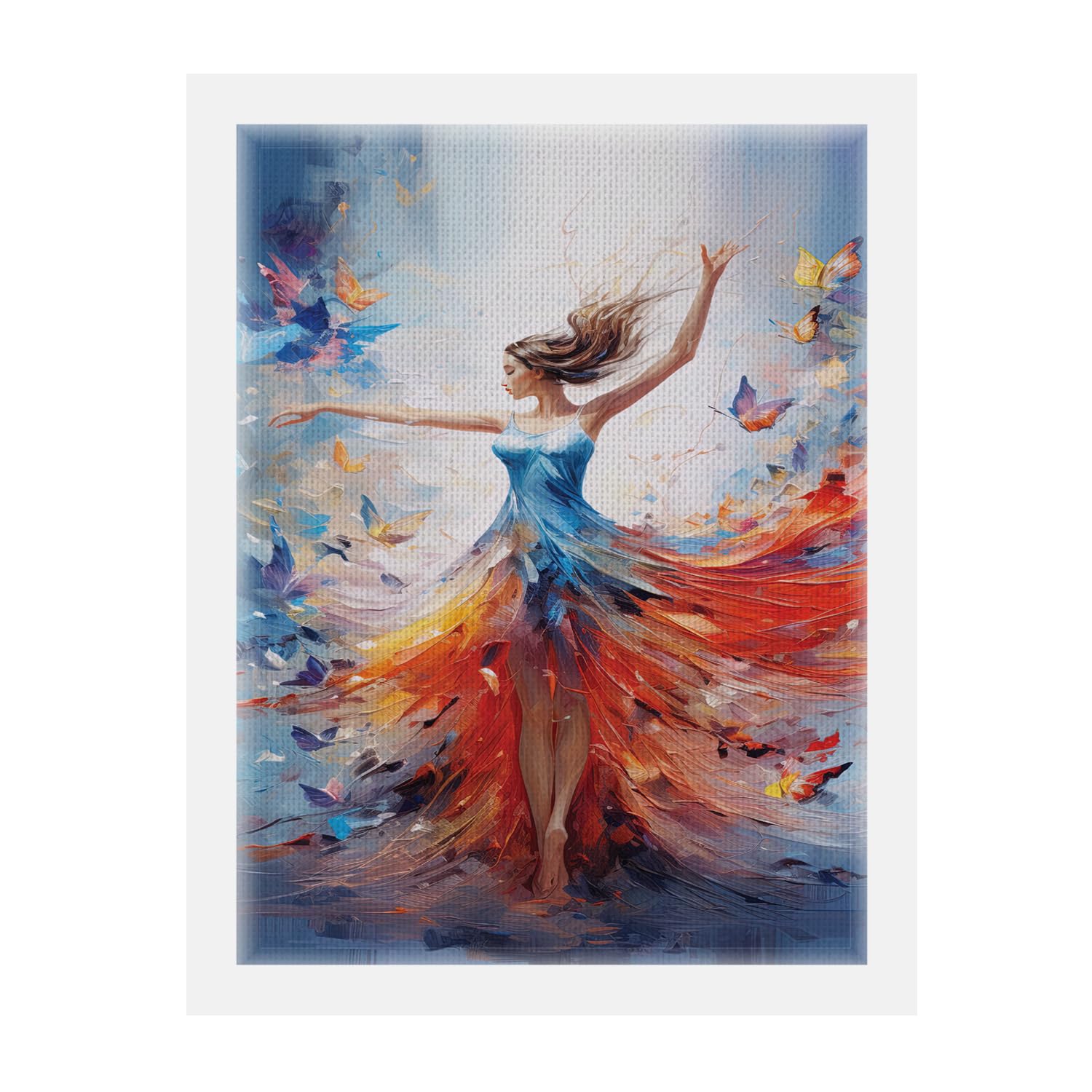 Uncover Mystery Dancing Girl Painting Print On Polyster Canvas Framed, Wall Art For Home, Office, Living Room Wall Decoration, (