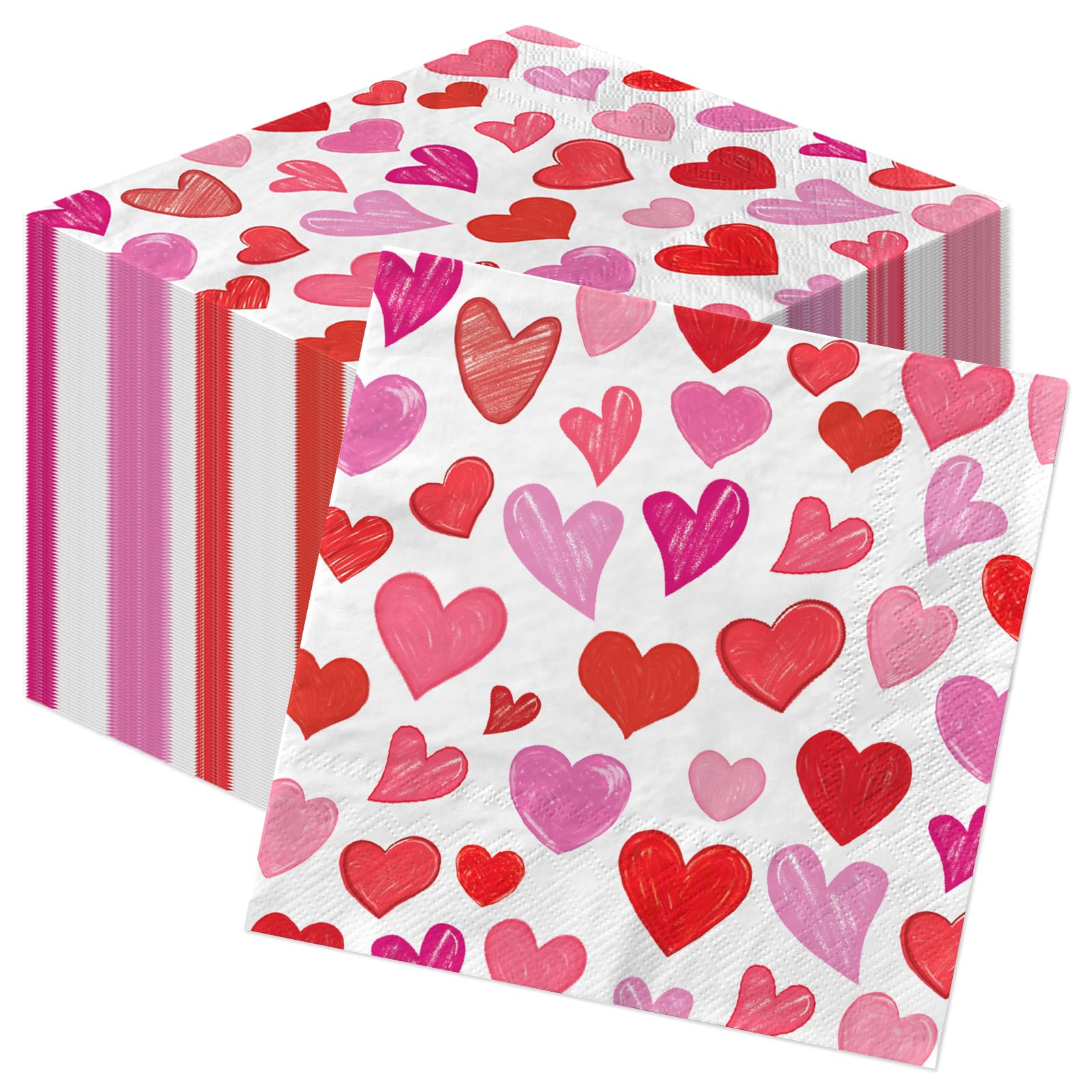 Yquqwn 50 Pcs Valentines Day Paper Napkins Disposable Heart Love Dinner Paper Napkins Red And Pink Napkins For Valentines Day We