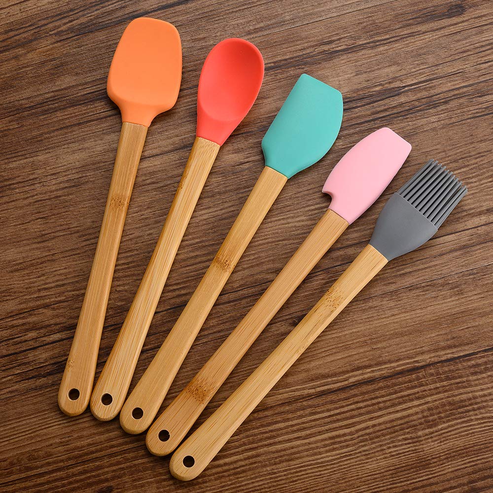 Ksendalo Silicone Small Spatulas Set Of 5, Small Rubber Spatulas For Scraping, Cooking, Baking And Mixing For Kitchen Use