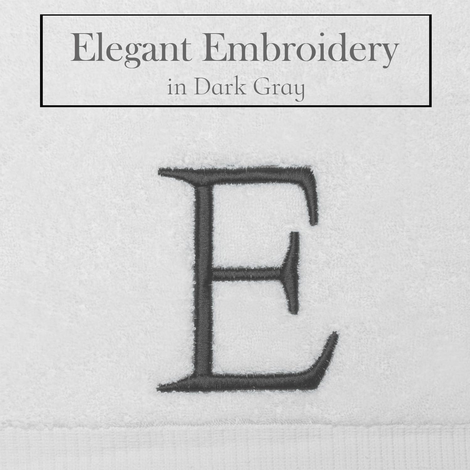 Dark Gray Monogram Hand Towel For Bathroom - Monogrammed Initial Hotel Quality Decorative Embroidered Luxury Towel For Powder Ro