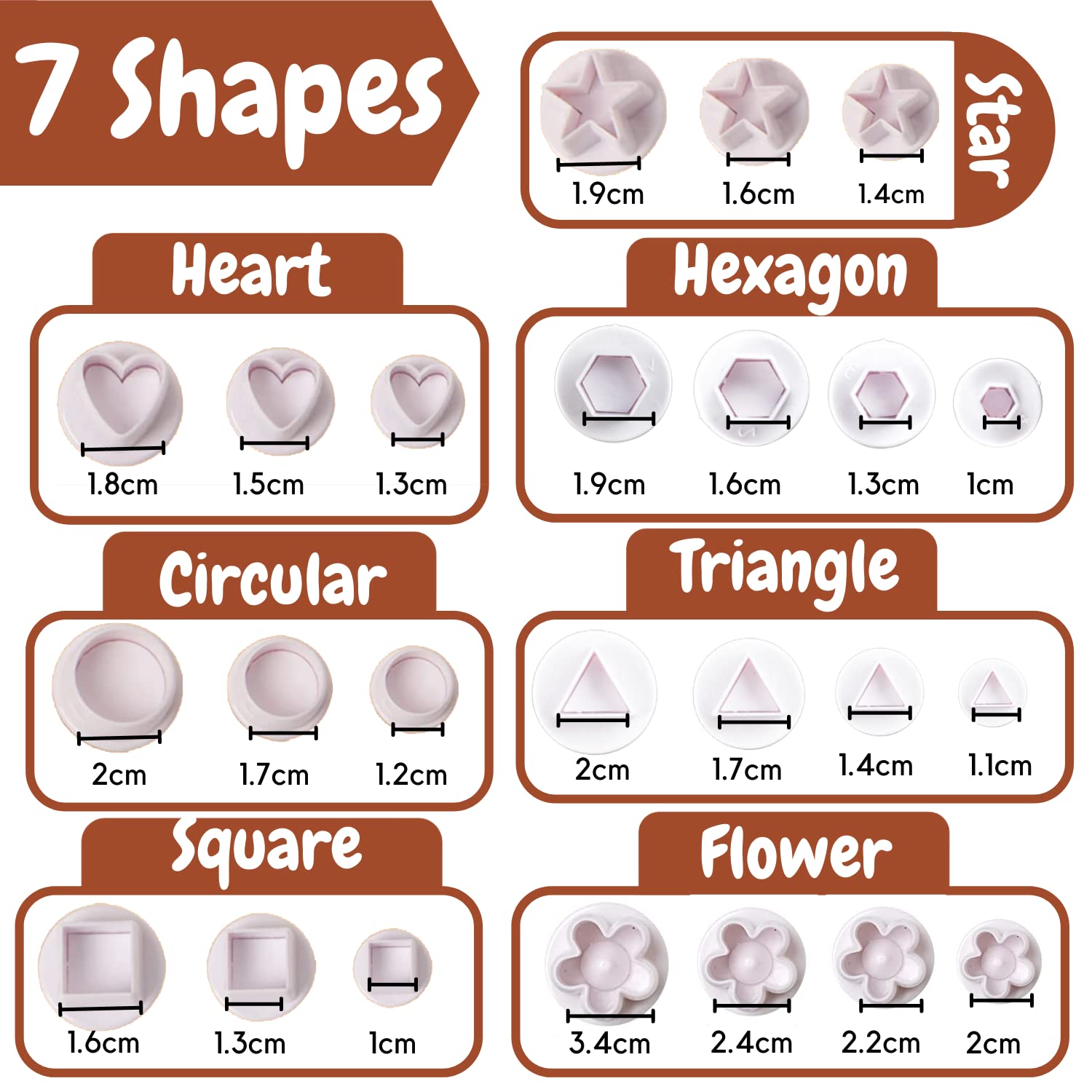 Fondant Plunger Cutters Set- 24Pcs Fondant Cutters Cake Cutters For Decorating Heart Flower Star Geometric Shape Diy Decorating