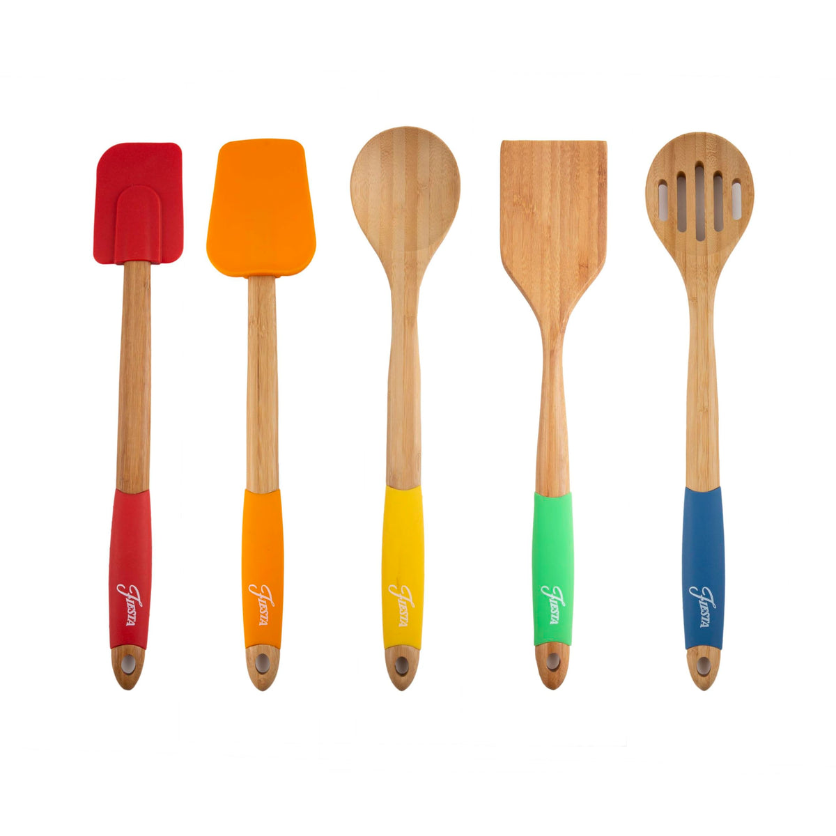 Cambridge 6384X9Fsta94Nr Fiesta Bamboo 5-Piece Silicone Utensil Set