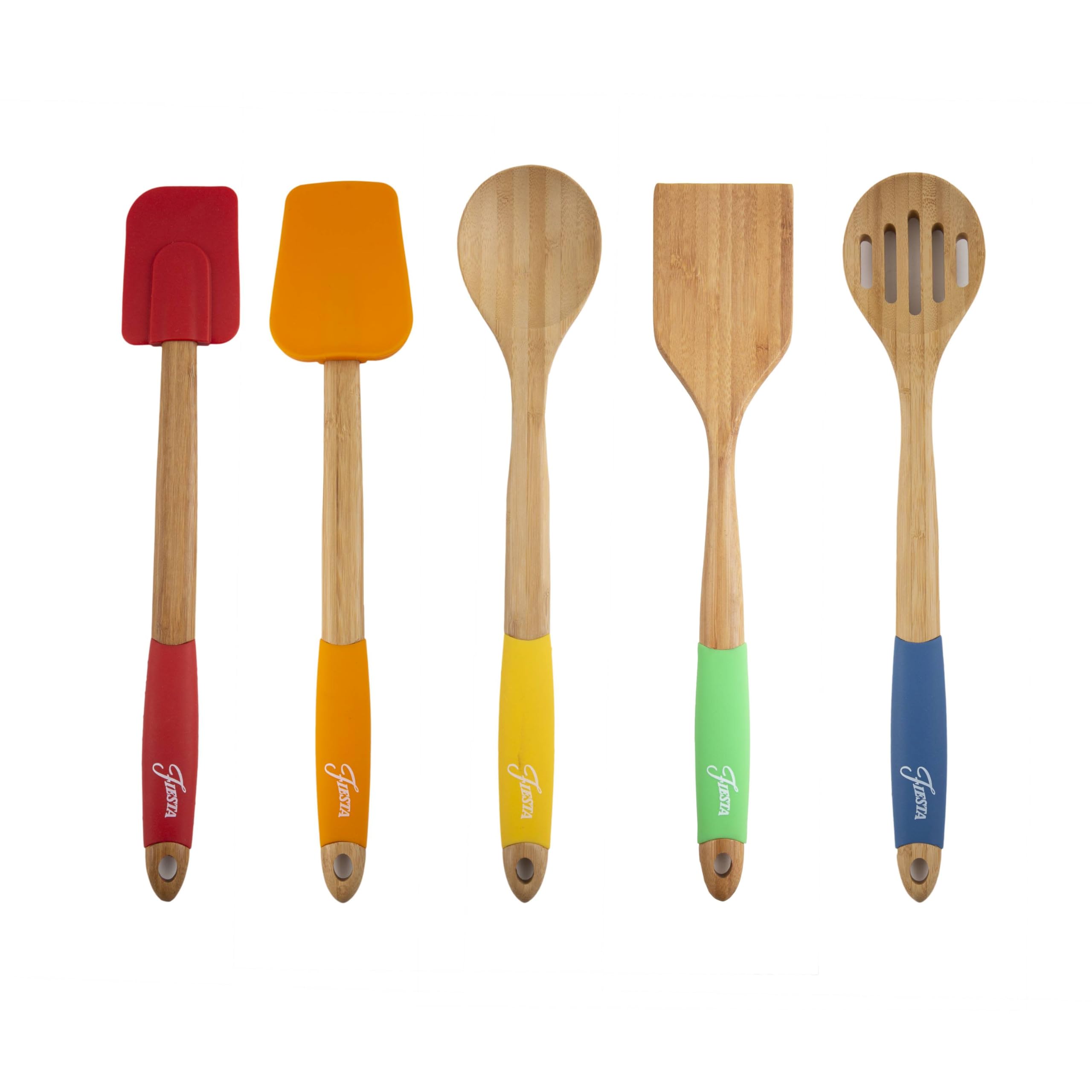 Cambridge 6384X9FSTAN94 Fiesta Bamboo 5Piece Silicone Utensil Set