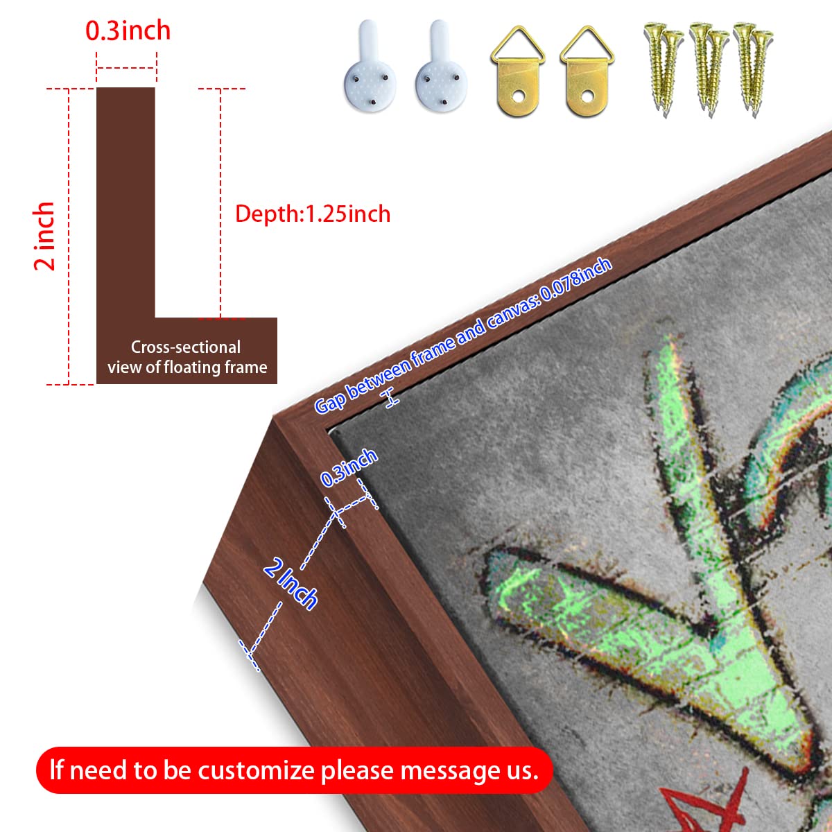 Canvas Floating Frame Wood-Look Floater Frames For Canvas Paintings White Wood Picture Frames Wall Art Painting Frame Decor 18X1