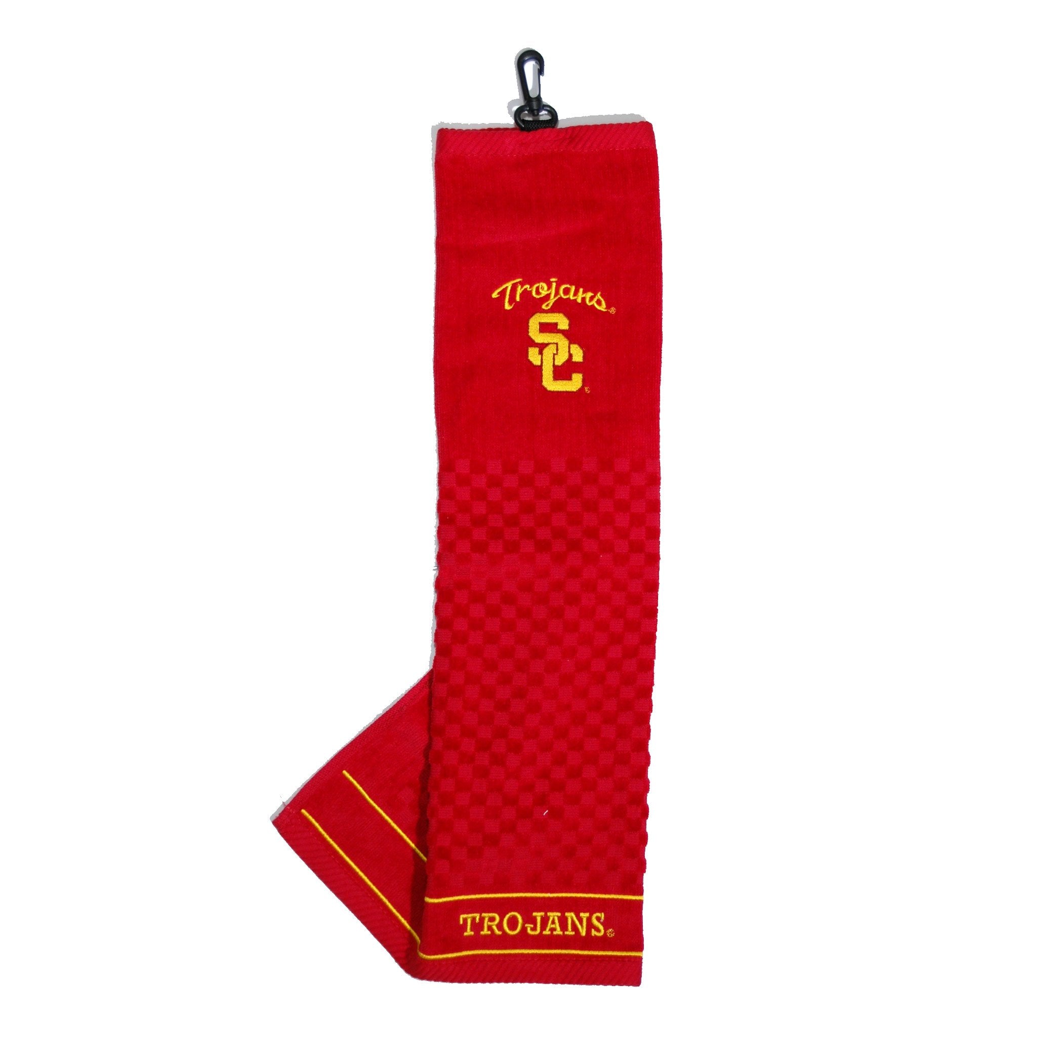 Team Golf Ncaa Usc Trojans Embroidered Golf Towel Embroidered Golf Towel, Checkered Scrubber Design, Embroidered Logo