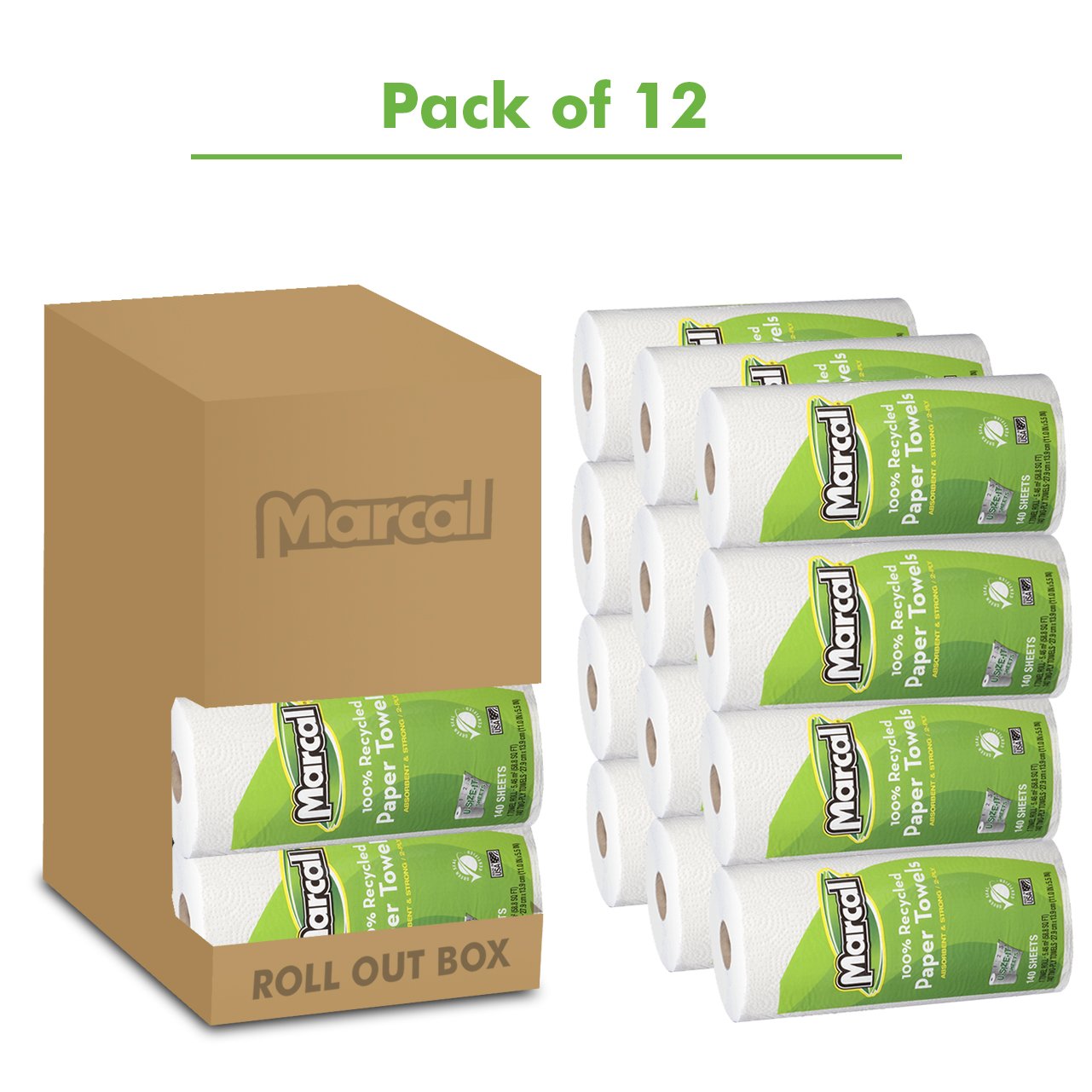 Marcal Small Steps Mrc6183 100% Recycled Roll Towels