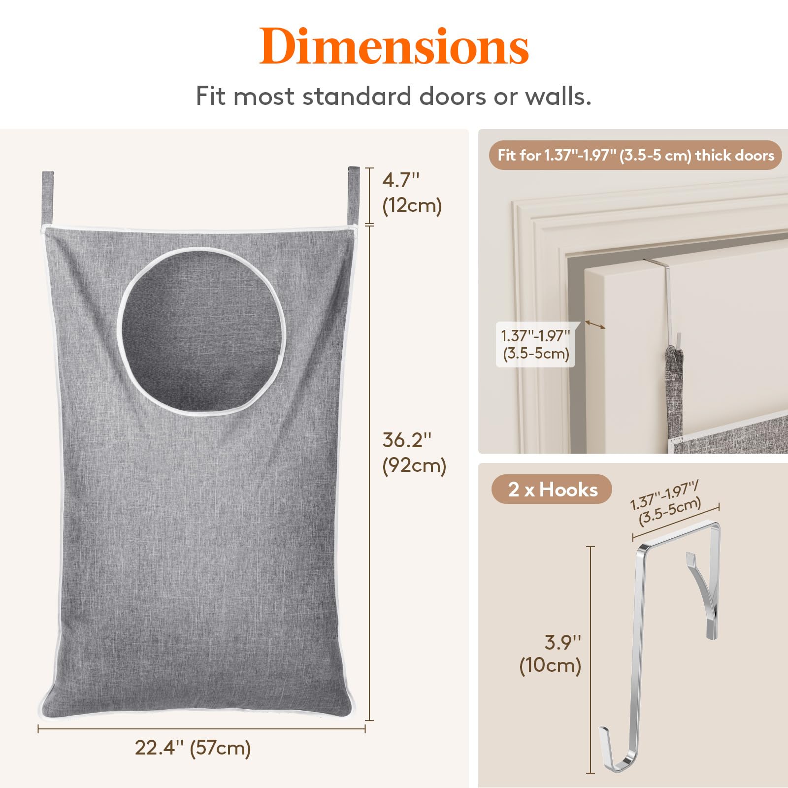 Lifewit Over Door Laundry Hamper, Large Collapsible Hanging Laundry Hamper, Hanging Laundry Basket Bag For Bathroom Bedroom Dirt