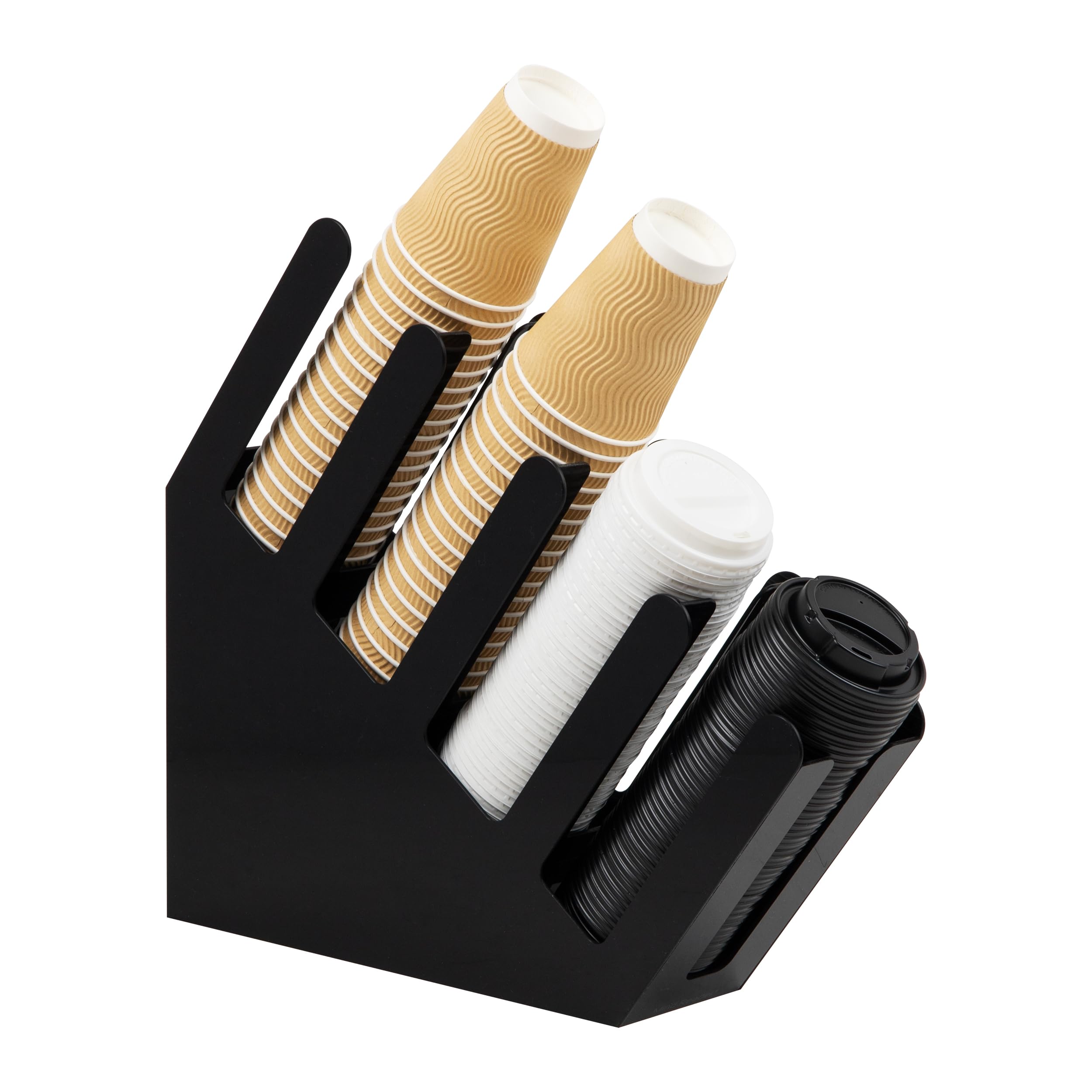 Mind Reader 4Acuphold-Blk Lid Dispenser, Countertop Org Coffee Bar, Beverage Cup, Kitchen, Breakroom, 4'' L X 18'' W X 16'' H, B