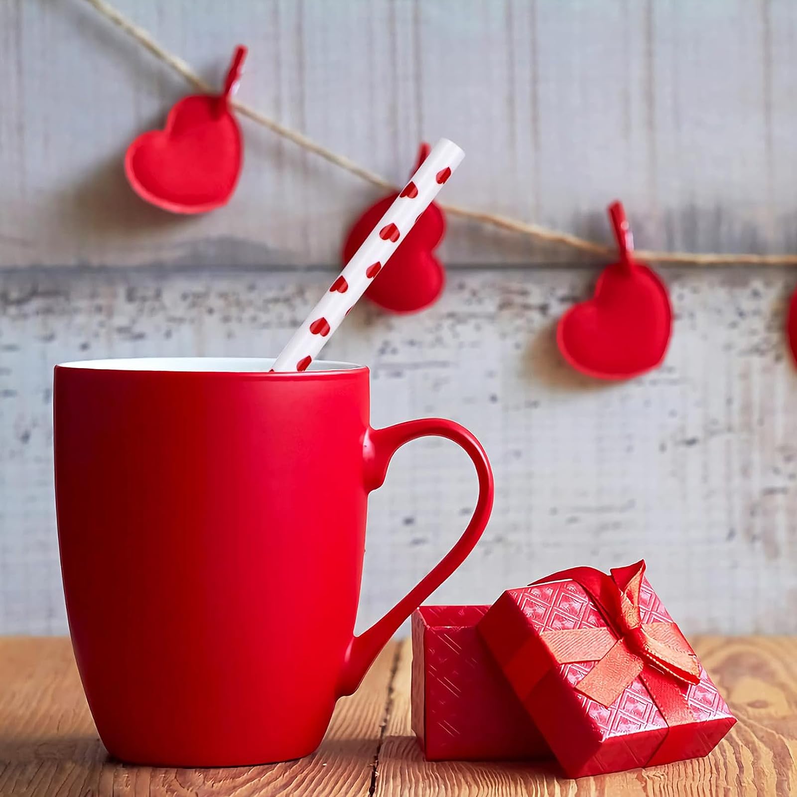 Janyun 40 Pieces Valentine'S Day Drinking Straws Bpa-Free 9'' Printing Hard Platic Valentine Holiday Reusable Straws For Family