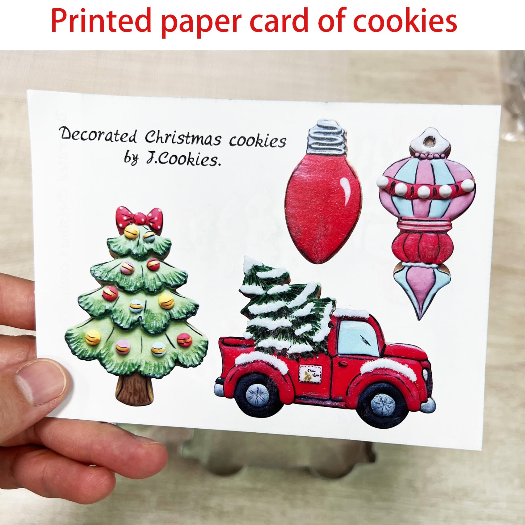 Liliao Christmas Cookie Cutter Set, 4-Pc, Pickup Truck With Christmas Tree, Christmas Tree, Light Bulb And Christmas Ornament Bi