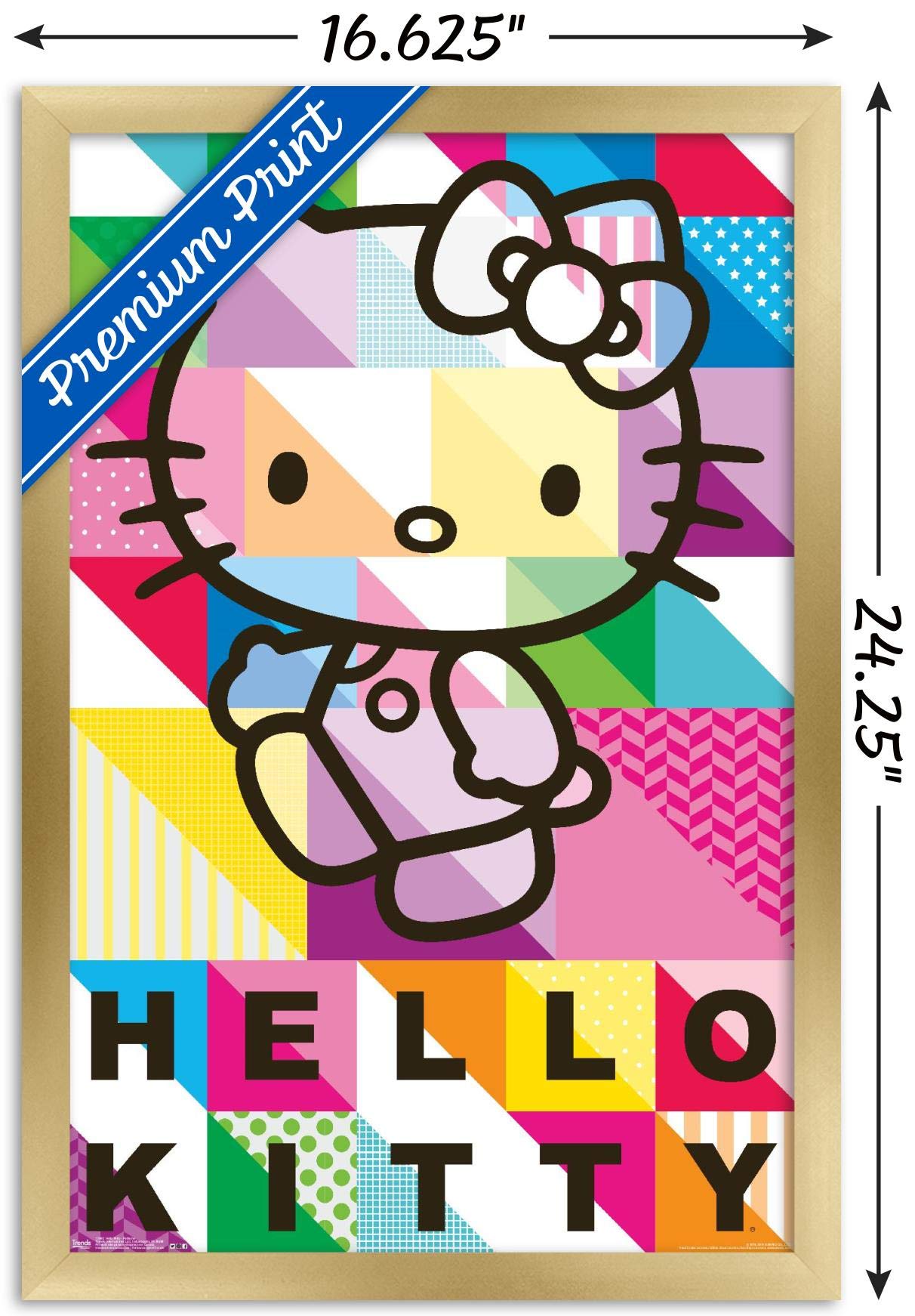 Trends International Hello Kitty - Patterns Wall Poster, 14.725'' X 22.375'', Gold Framed Version