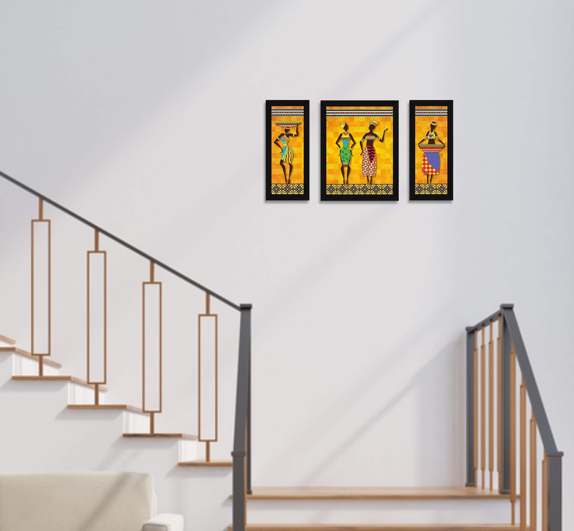 Artx Paper African Women Wall Art Painting, Multicolor, Tribal, 13.0 X 22.0 Inches, Set Of 3