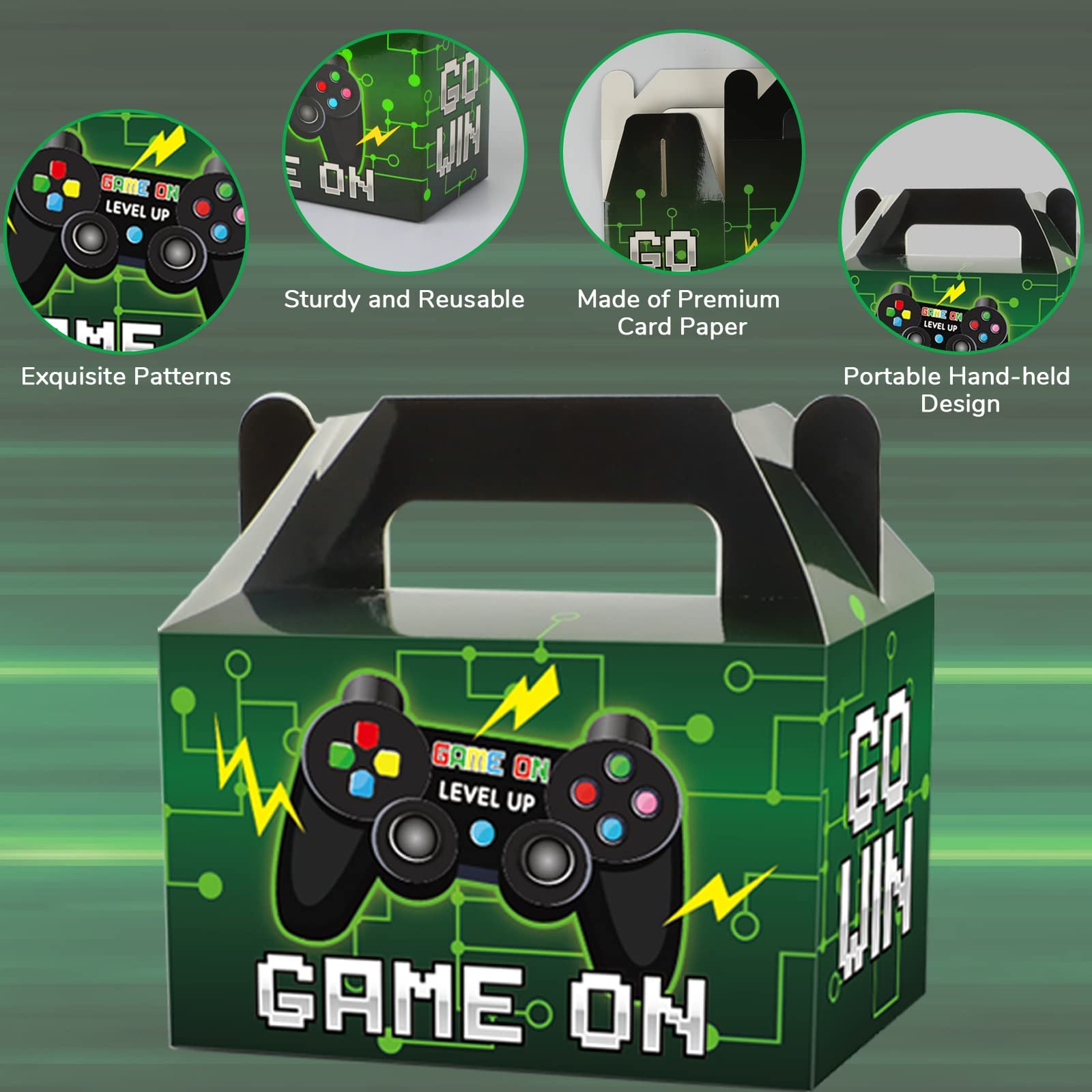 12 Pack Video Game Party Boxes Game On Party Favor Candy Treat Boxes Bags Gaming Birthday Goodies Valentine'S Day Gift Boxes For
