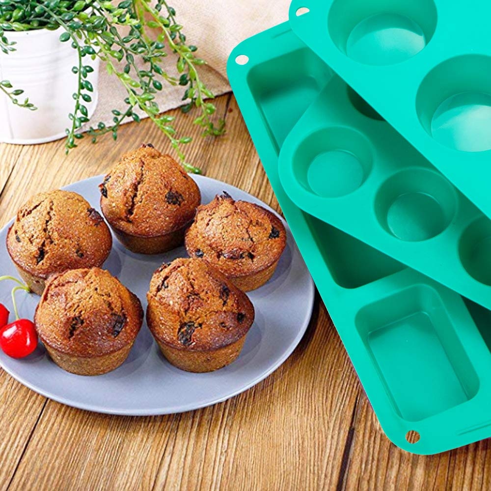 Webake Silicone Baking Pans Set Of 3, Silicone Bakeware Silicone Muffin Pan, Mini Cupcake Pan, Mini Brownie Pan, Silicone Molds