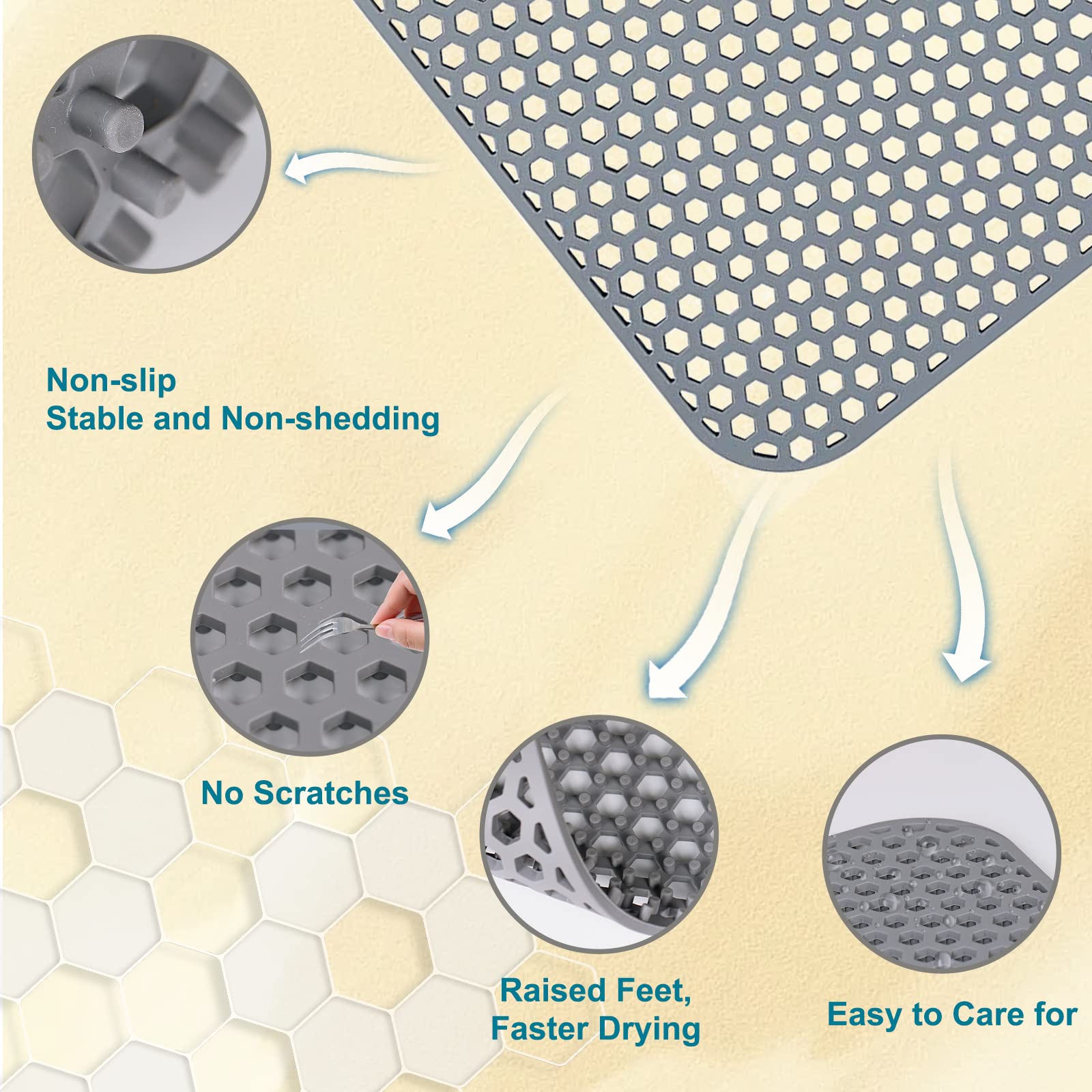 Bestjing Silicone Sink Mat, 26'' X 14'' Sink Protectors For Kitchen Sink With Center Drain, Kitchen Sink Accessory, Non-Slip Sin