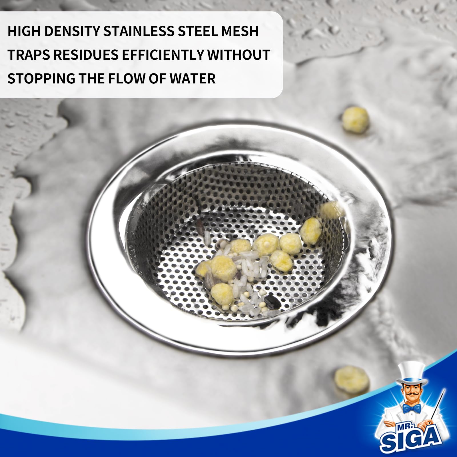 MRSIgA Kitchen Sink Strainer  Stainless Steel Sink Drain Strainer  Dishwasher Safe  Pack of 3