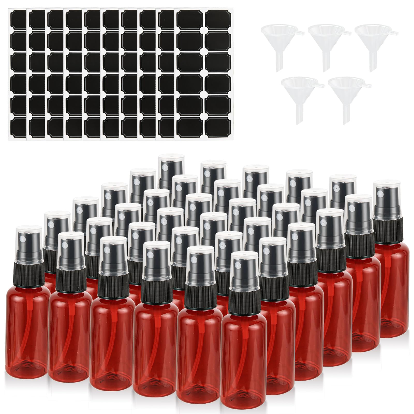 Gbachoose 60 Pack Mini Amber Spray Bottle 1 Oz Small Amber Spray Bottle With Small Fine Mist Spray And Plastic Cap, Refillable F