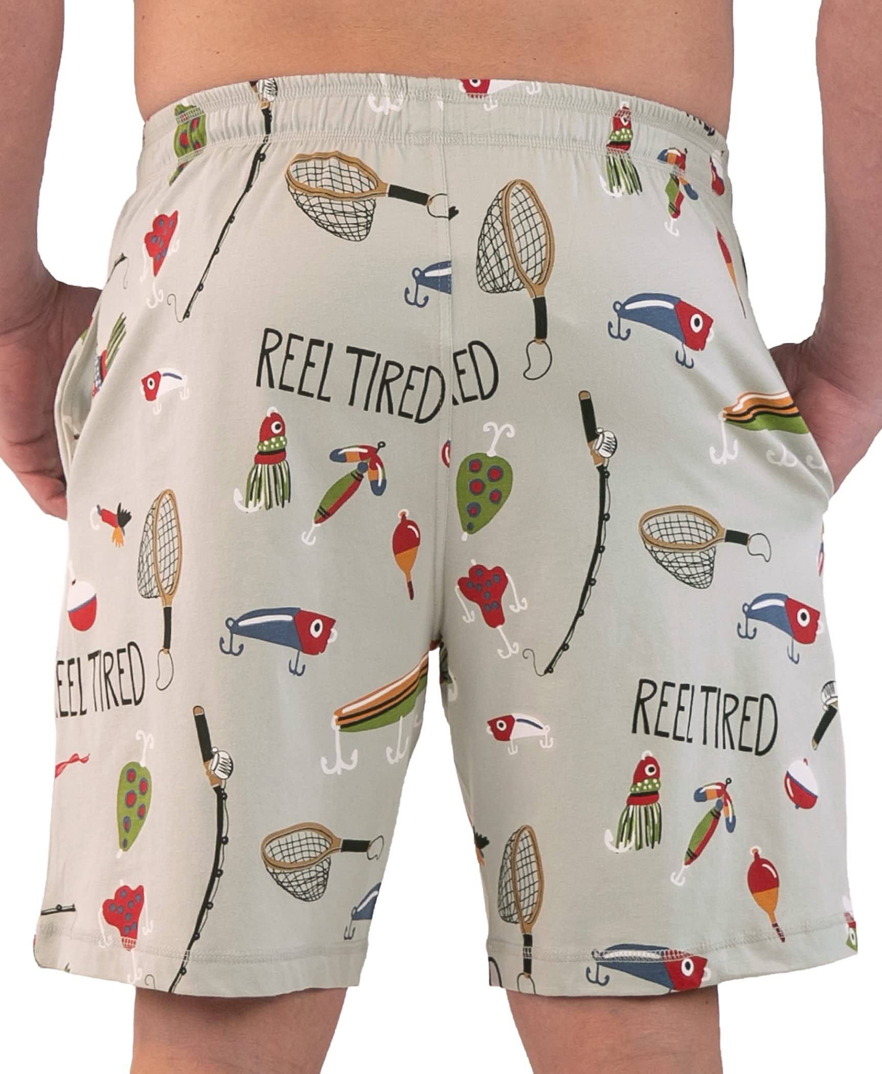 Lazy One Pajama Shorts For Men, Mens Pajama Bottoms, Sleepwear (Reel Tired, X-Large)