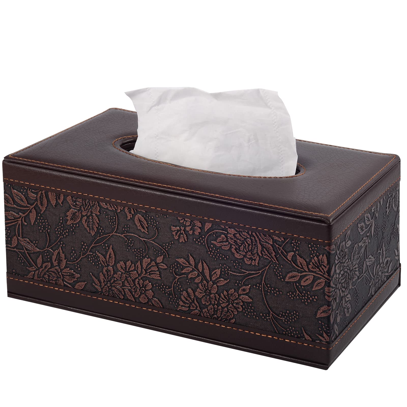 Antique Pu Leather Tissue Box Holder Cover Rectangular Napkin Case Dispenser,Home Office Car Tissue Holder With Magnetic Bottom,