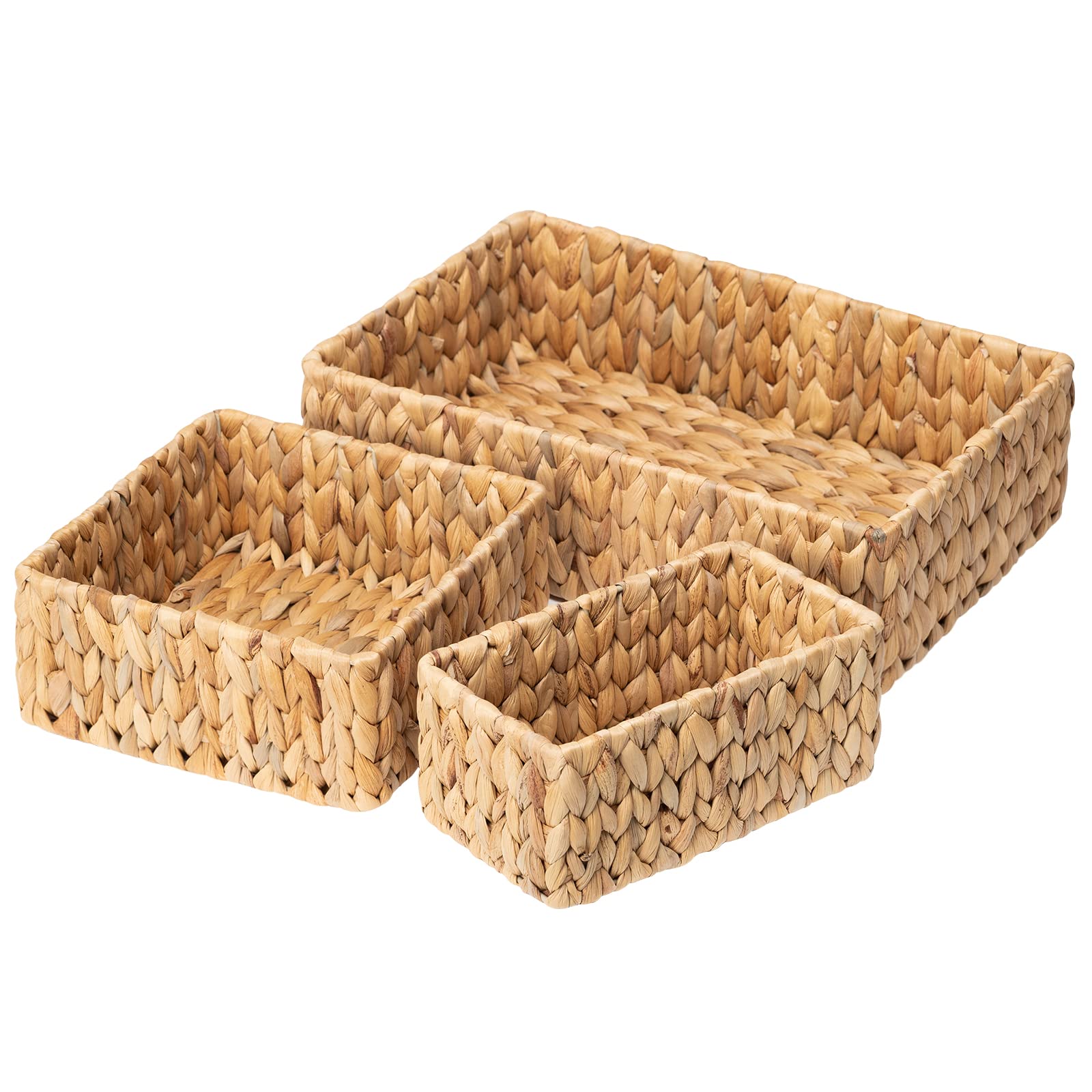Fairyhaus Wicker Baskets For Organizing 3Pack, Large And Small Wicker Storage Baskets Set, Hand Woven Baskets For Storage, Natur
