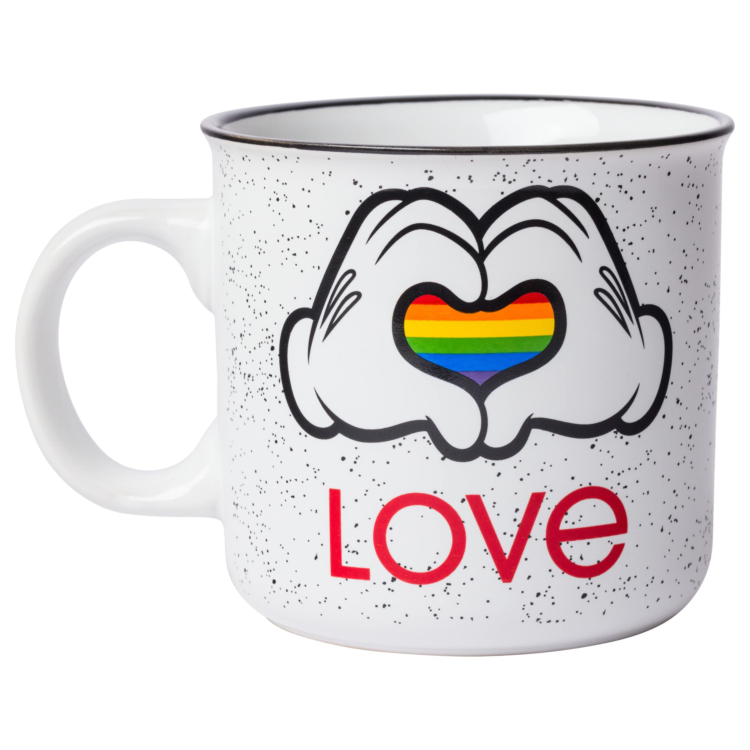 Silver Buffalo Disney Pride Mickey Hands Ceramic Camper Style Coffee Mugs, 20 Ounces