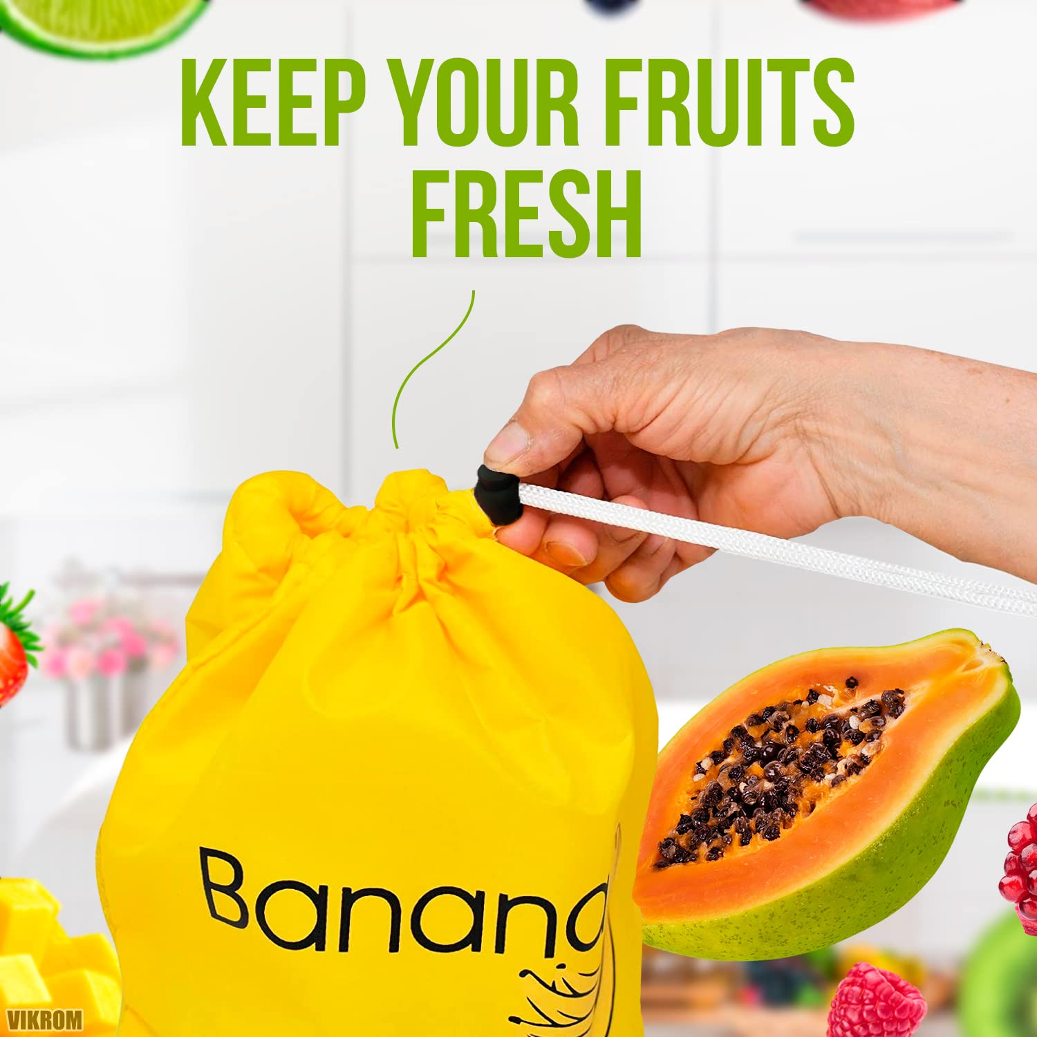 Banana And Fruit Holder Yellow Bag - Yellow Herb Saver For Refrigerator Organizer Vegetable Storage Bags Fresh Herb Storage Bags