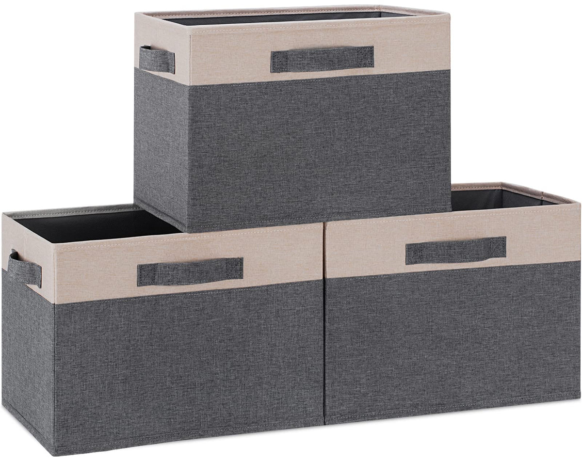 Ghvyennttes Large Fabric Storage Bins For Shelves With 3 Handles, 15X11X9.6 Inch Closet Storage Bins, Sturdy Foldable Storage Ba