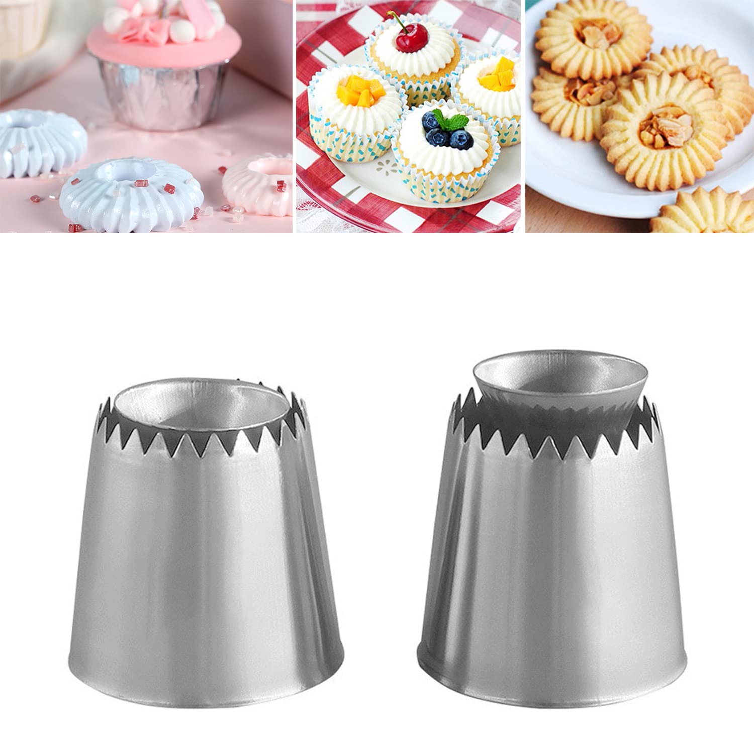 Suuker Large Piping Tips Set,Sultan Ring Baking Mold Icing Nozzle Stainless Steel Icing Piping Nozzles Cake Decorating Supplies