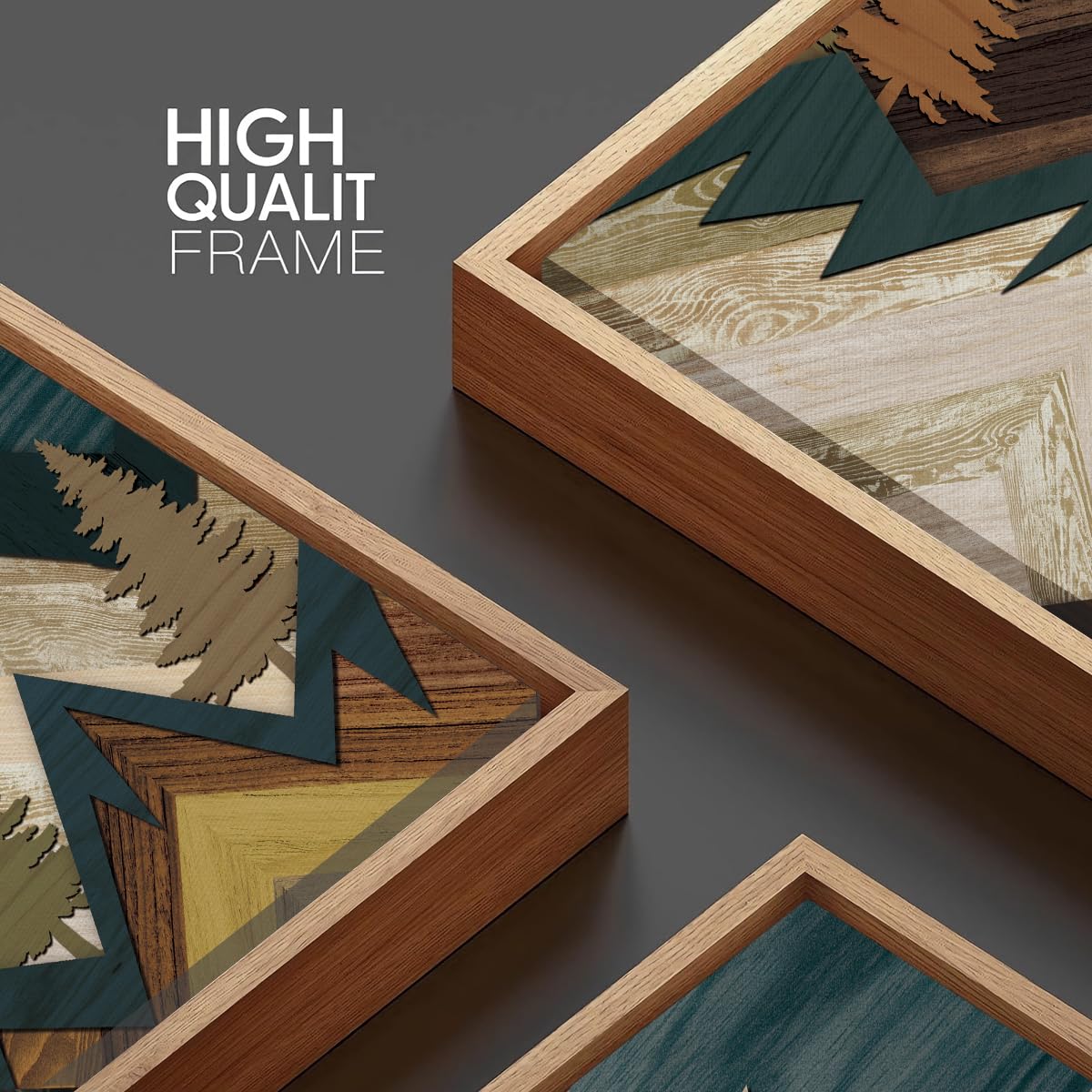 Bincue Mountain Wall Art Framed Canvas Wall Art Nature Forest Wall Decor Rustic Farmhouse Wall Painting Moon Art For Living Room