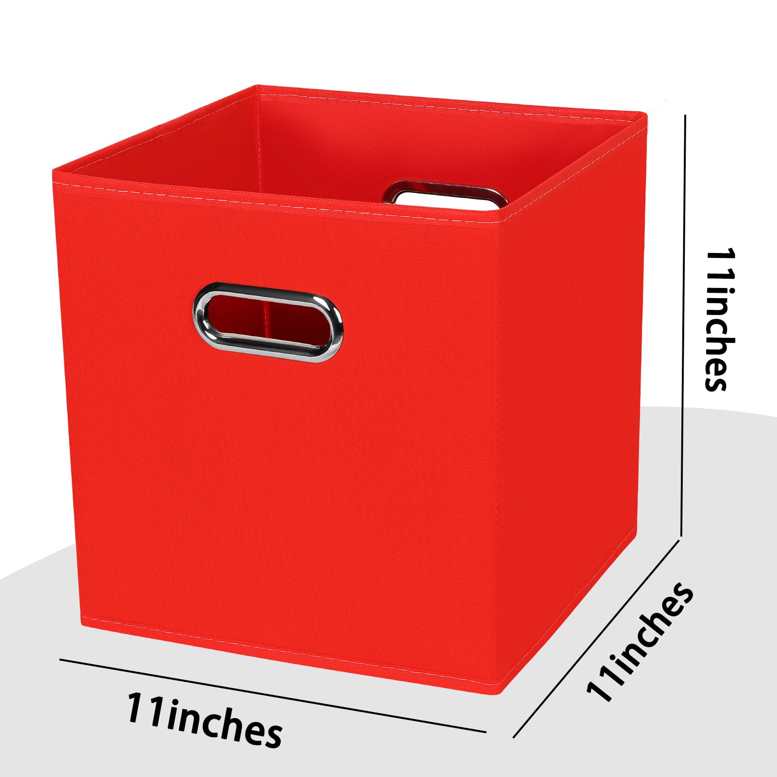 Heayeeg Black Foldable Storage Cubes Bins , Fabric Storage Box Cubes Organizer Baskets With Dual Handles For Home Organizer (Red