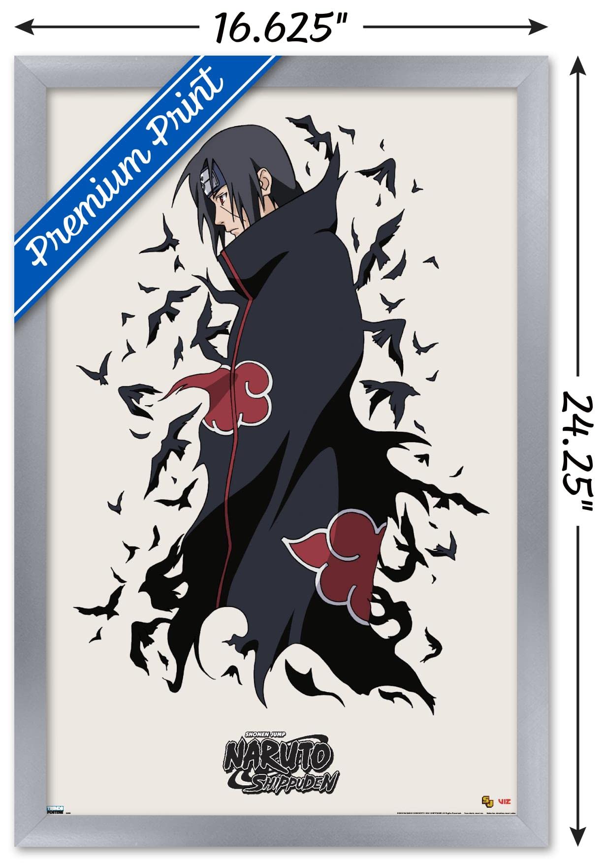 Trends International Naruto Shippuden - Itachi Wall Poster, 14.725'' X 22.375'', Silver Framed Version