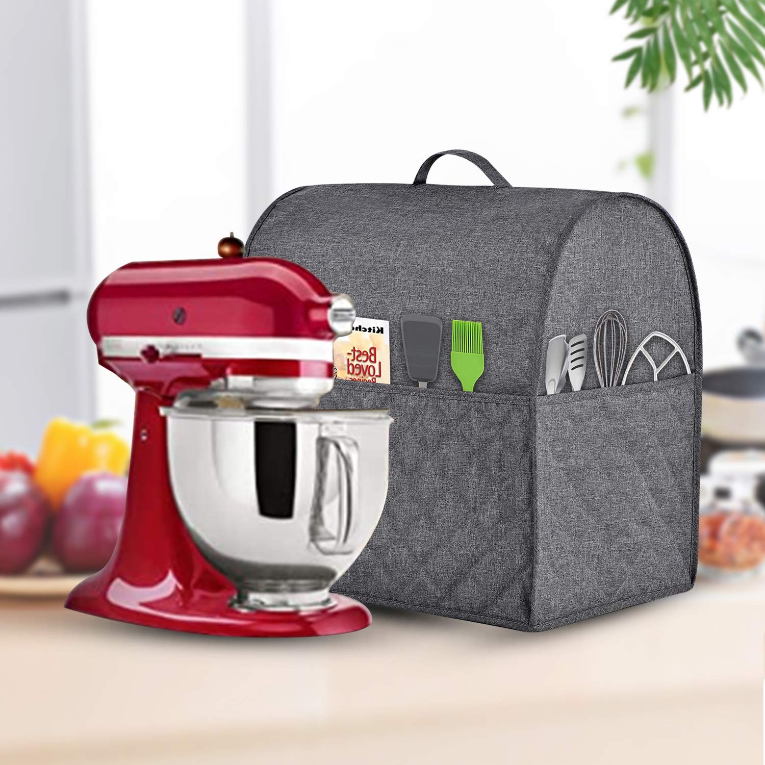 Stand Mixer Dust-Proof Cover For Kitchenaid Mixer,Multi Pockets For Various Kitchen Appliance Accessories,Water-Resistant,Easy C