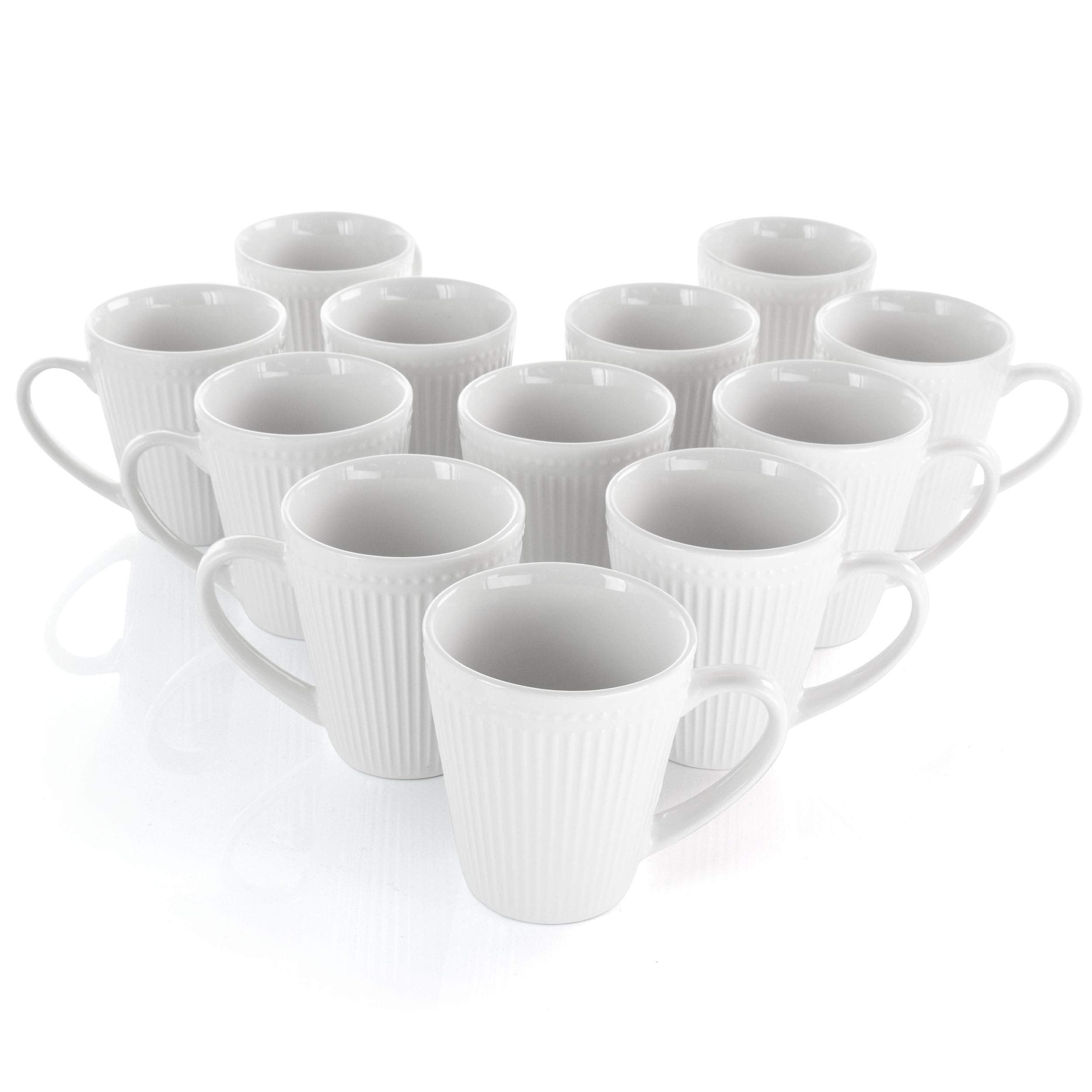 Elama Madeline 12 Piece Porcelain Mug Set In White