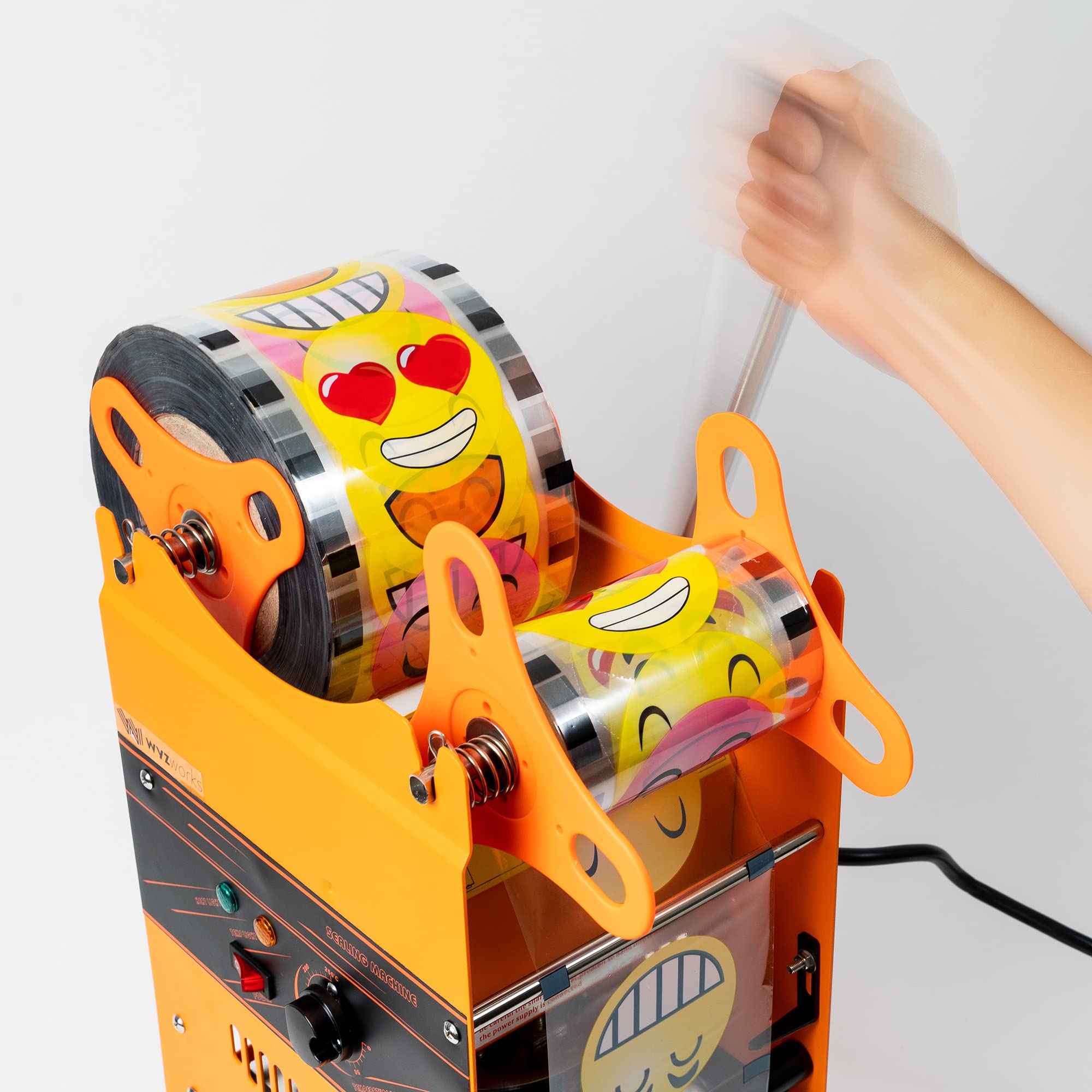 Wyzworks Cup Sealer Film With Cute Smiley Design, Seals 3275 Cups Per Roll @ 90Mm-105Mm, Bubble Boba Milk Tea Lid Sealing Film F