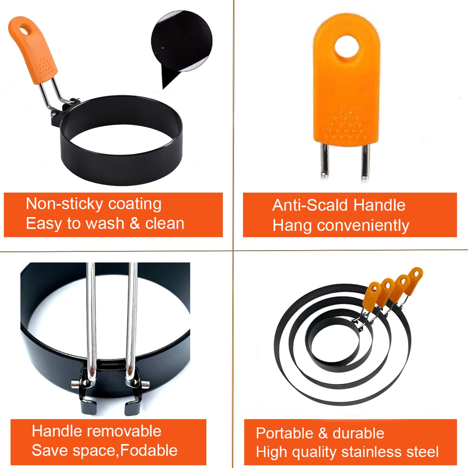 Pancake Mold Ring For Griddle,2 Packs 6 Inch Egg Pancake Mold Pancake Rings Omelette Mold Ring,Stainless Steel Sandwich Eggs Muf