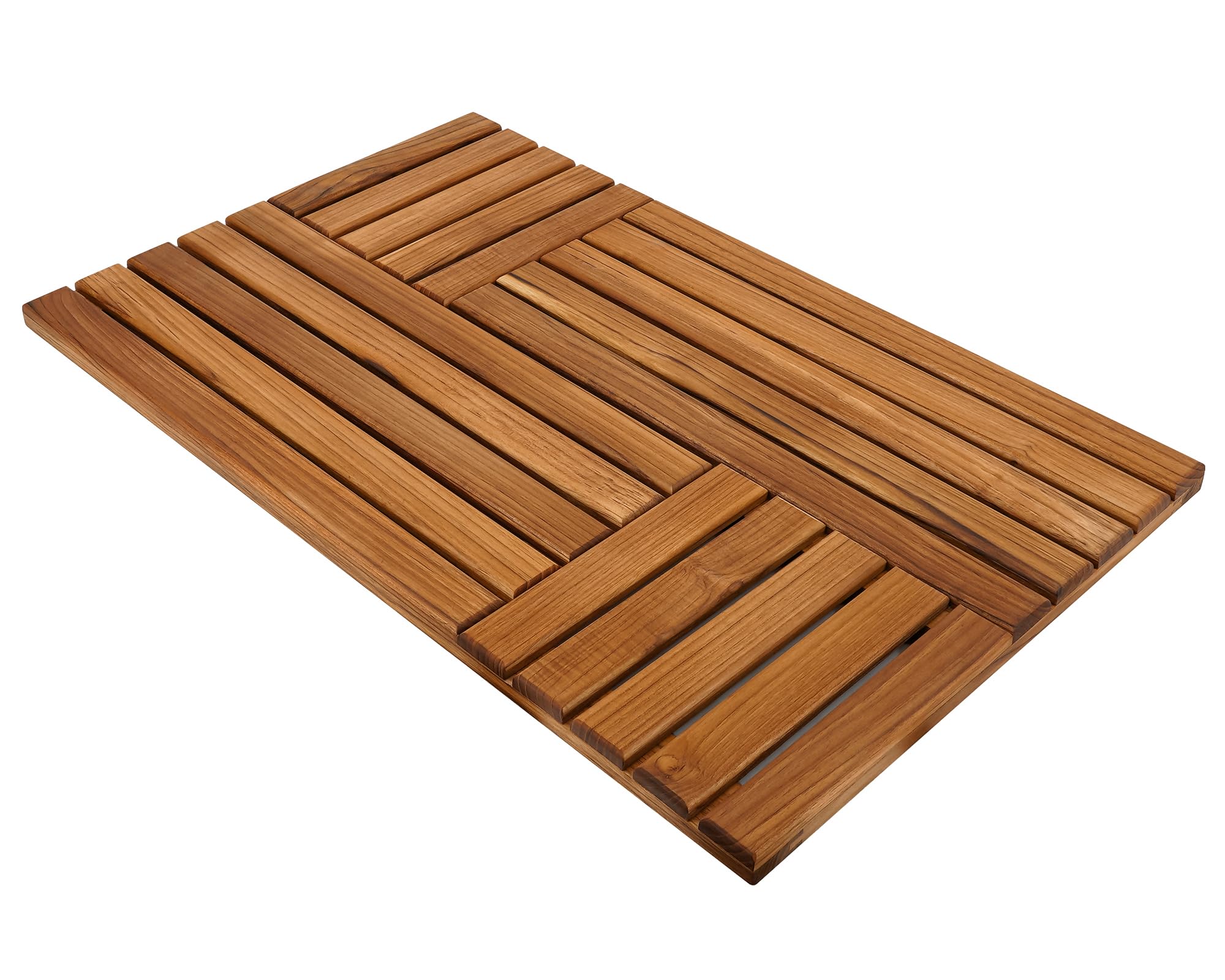 Utoplike Teak Wood Bath Mat, 31.8 X 20 Inch Large Wooden Shower Mat For Bathroom, Non Slip Wood Floor Sturdy Mat For Inside Show