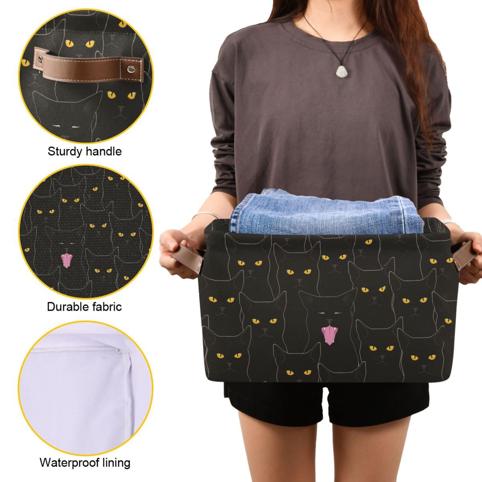 Cat Rectangular Storage Basket Organizer Bin Shelf Baskets For Clothes Gifts For Home Office Dorm