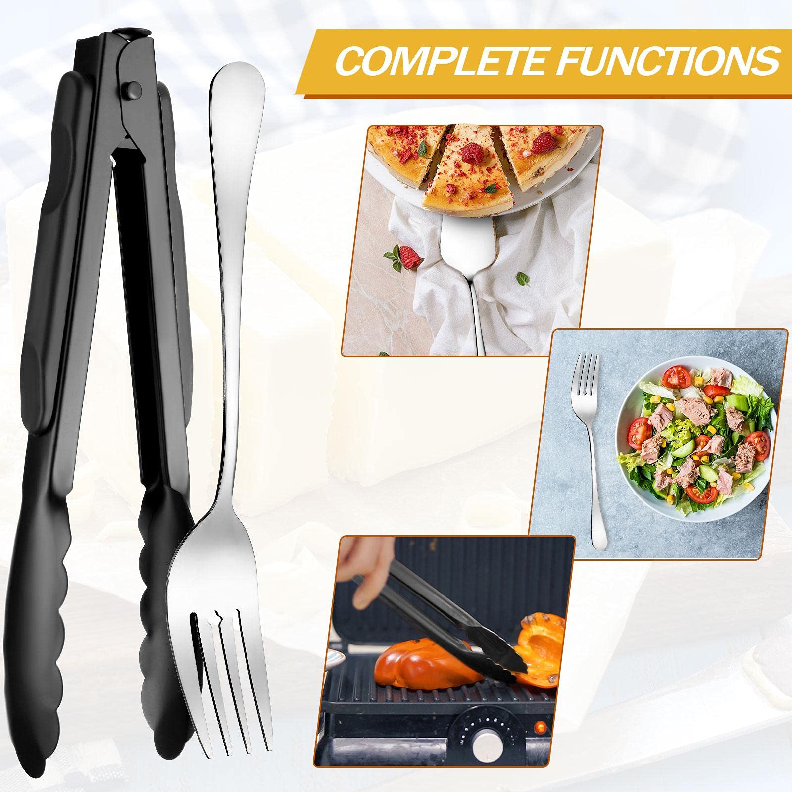 Tanlade 19 Pcs Stainless Steel Serving Utensils Set Flatware Include Spoons Forks Slotted Spoons Soup Ladle Skimmers Pie Server