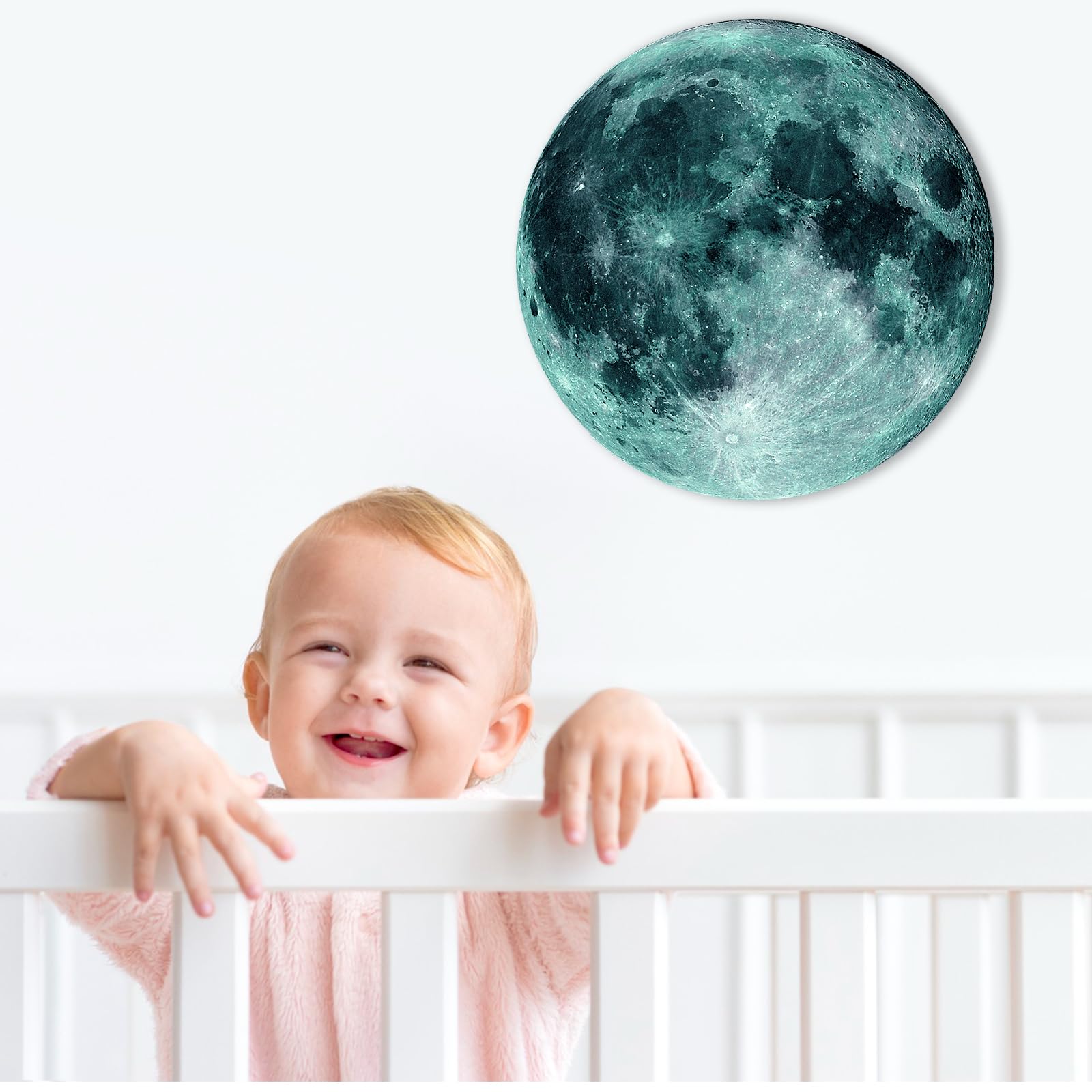 11.8 Inch Glow In The Dark Stickers For Kids, Glow In The Dark Moon Wall Decal, Glow In The Dark Moon Stickers For Ceiling Bedro