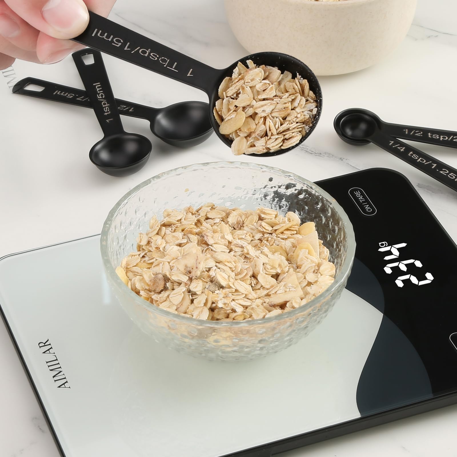 Muchtolove Stainless Steel Measuring Spoons Set Of 5, Metal Measuring Cups And Spoons Set For Liquid/Food/Kitchen/Baking (Black)