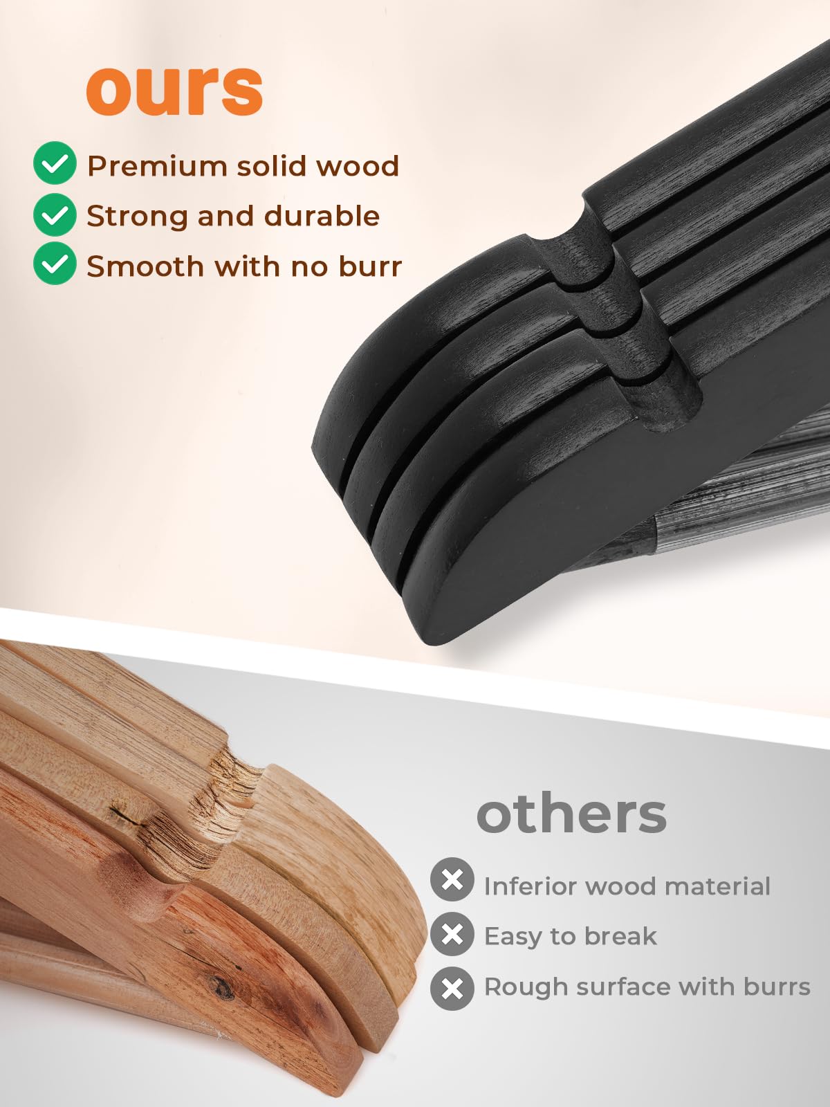 House Day Black Wooden Hangers 10 Pack Wood Clothes Hangers Smooth Finish Wooden Coat Hangers For Closet Heavy Duty Hangers Soli