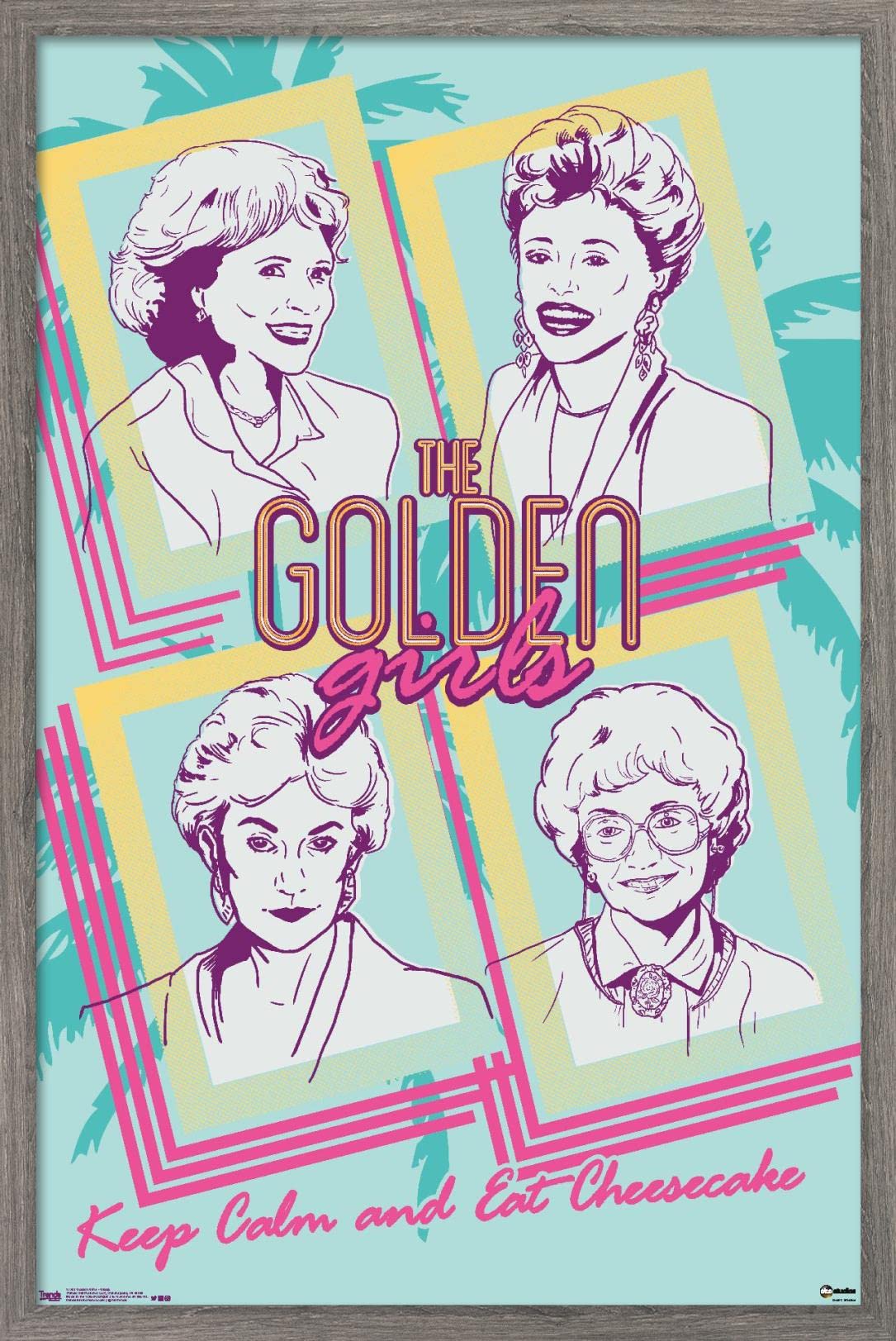 Trends International Golden Girls-Group Wall Poster, 14.725 In X 22.375 In, Barnwood Framed Version