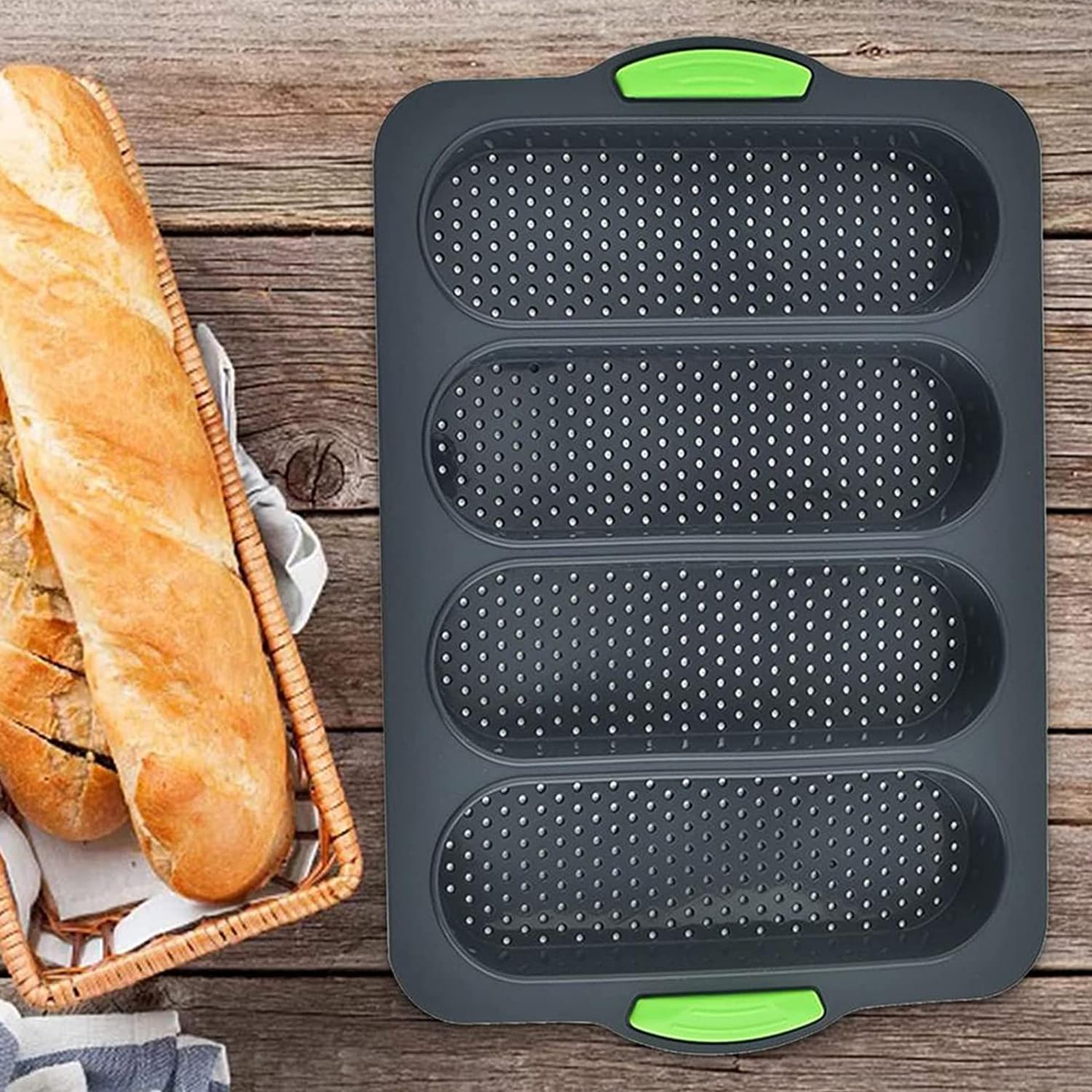 Tyui Silicone Bread Pan For Baking Bread Mold With Four Hole,Nonstick &Easy Clean&Heat Resistant Silicone Loaf Pan,For Home Hand