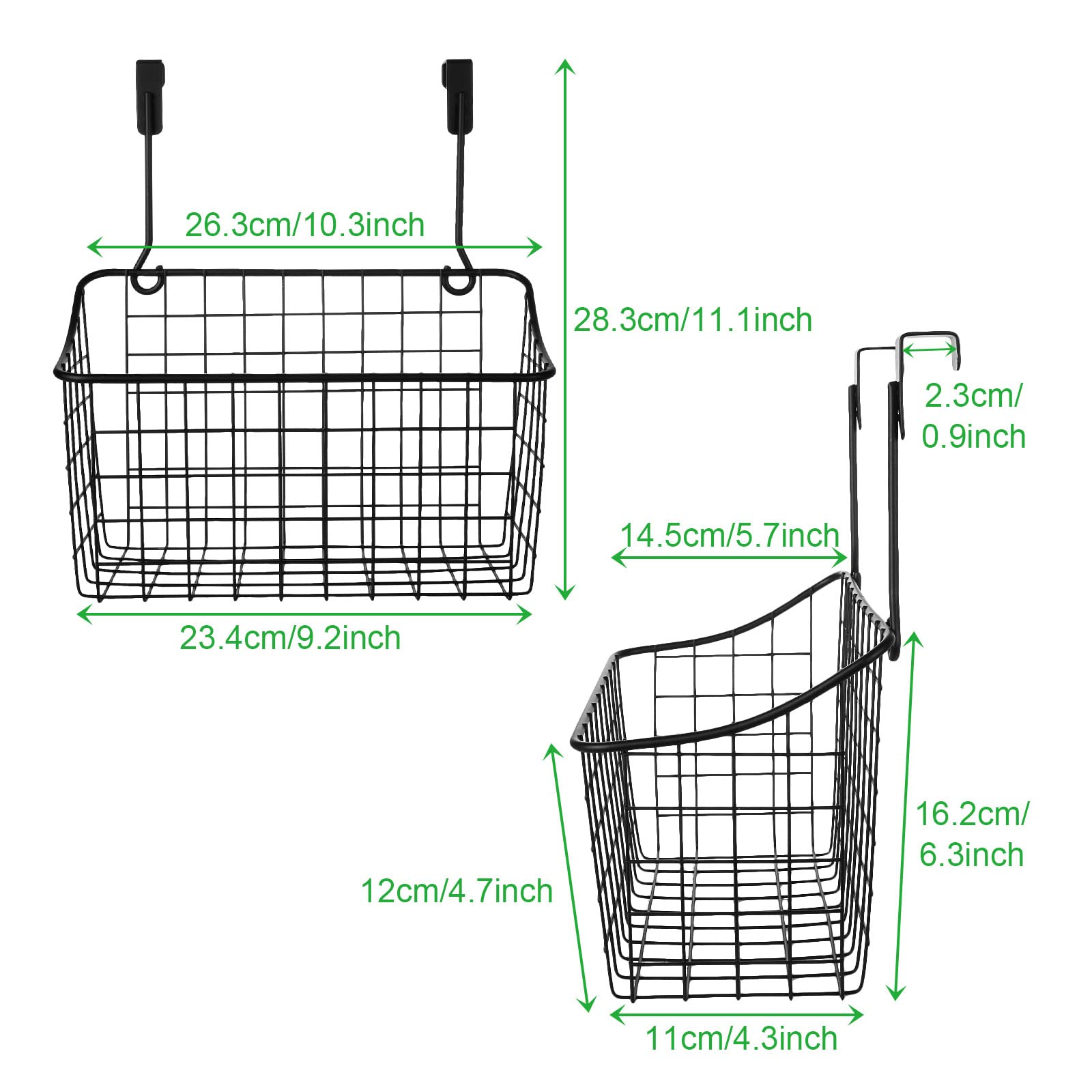Acxfond 4Pcs Over The Cabinet Basket, Over Cabinet Door Organizer, Grid Storage Baskets With Hooks, Metal Hanging Basket Kitchen