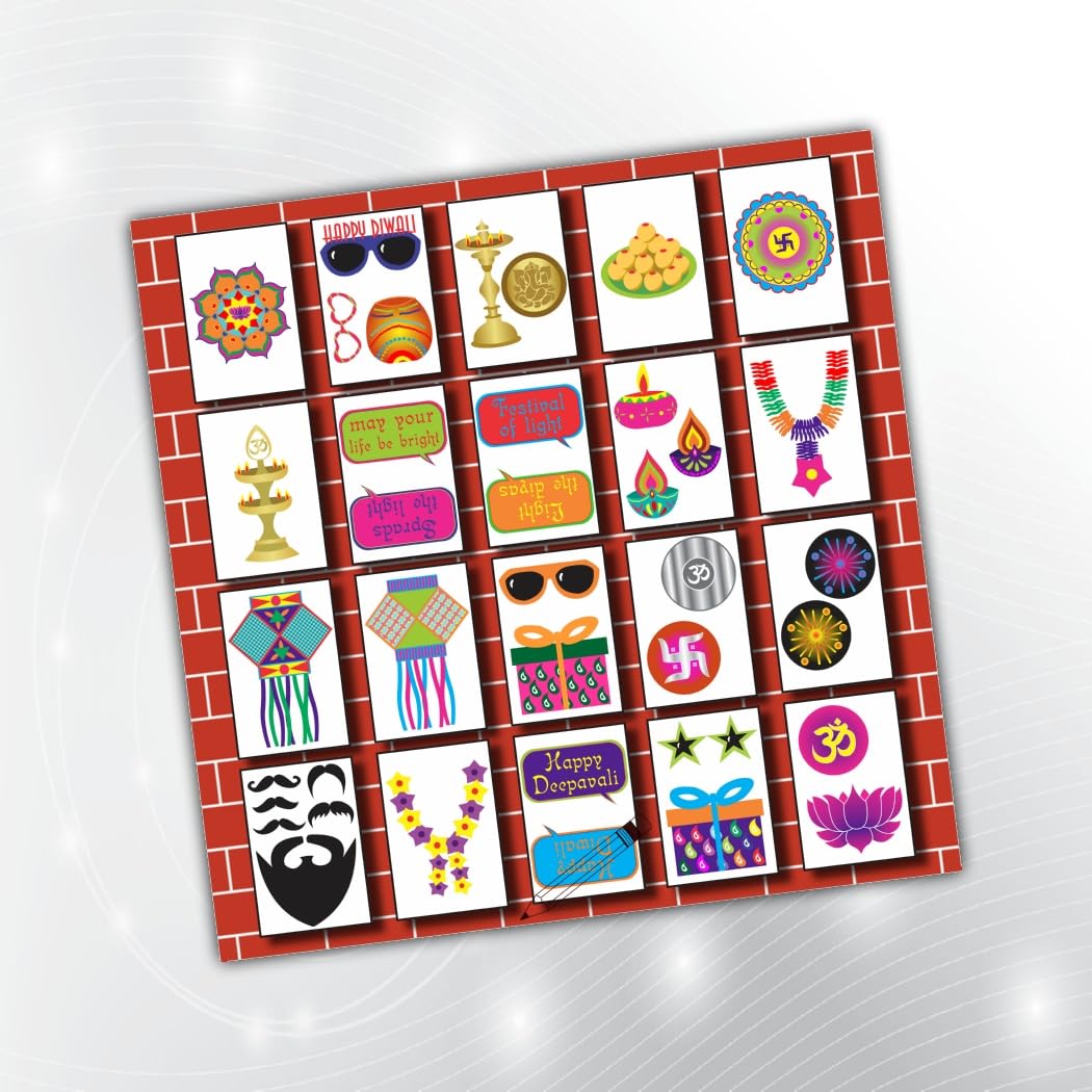PartyStuff Diwali Theme Props  Deepawali Party Props (28 Cards)