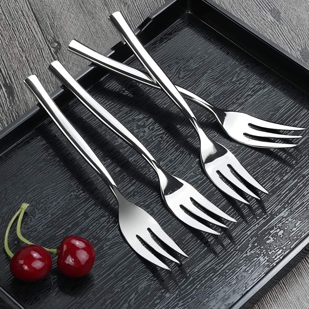Idomy Stainless Steel 3-Tine Tasting Forks For Appetizers, 12-Piece