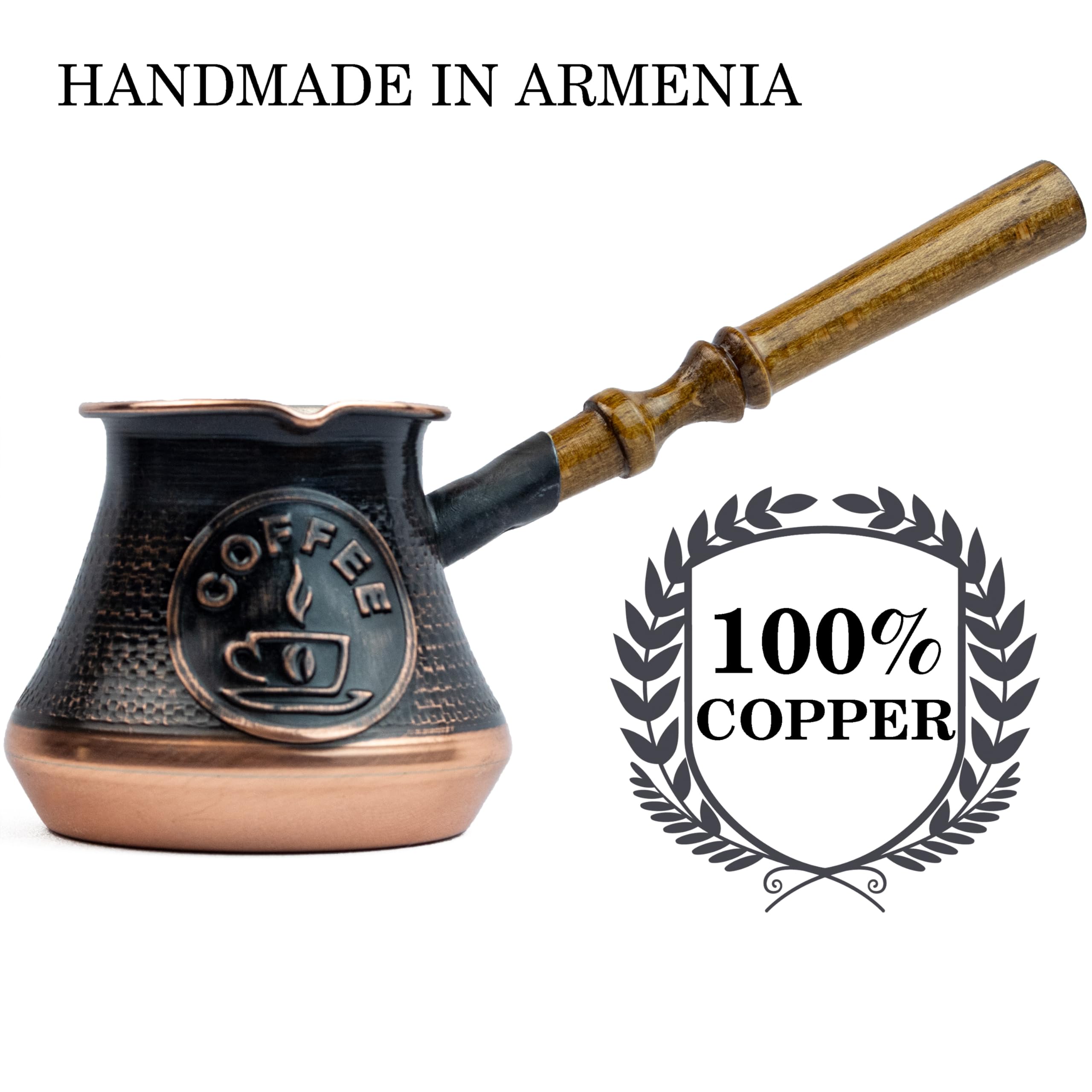 Handmade Coffee Pot Maker 7 Fl Oz Copper Armenian Jazva Ararat Turkish Arabic Greek Cezve Jezve Ibrik Turka Jazzve Jazve Wooden
