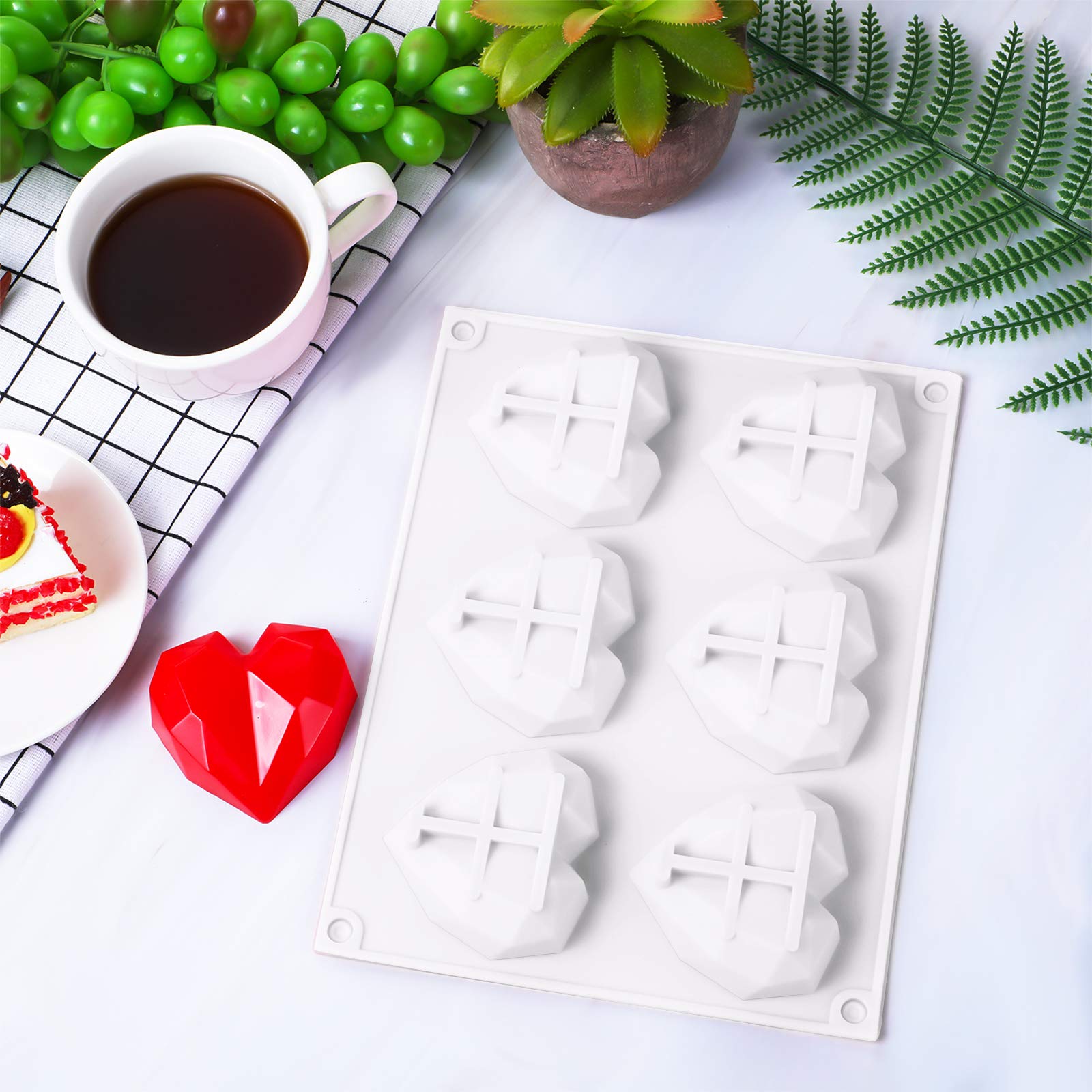3 Pieces Diamond Heart Shaped Silicone Mold Valentine'S Day Silicone Molds Cake Fondant Baking Molds For Baking Chocolate French