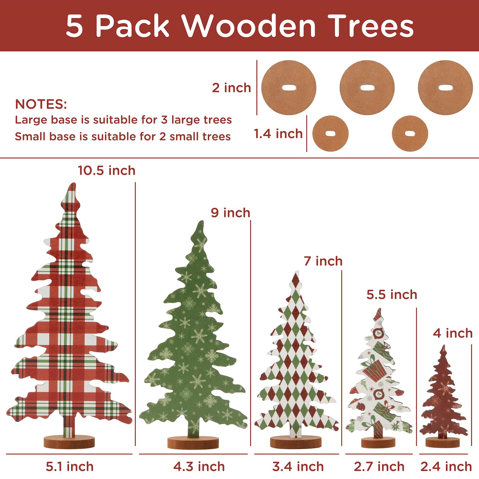 Christmas Decorations Indoor-5 Sizes Wooden Christmas Tree Sign-Christmas Decorations For Home Shelf Mantel Fireplace Table Wind