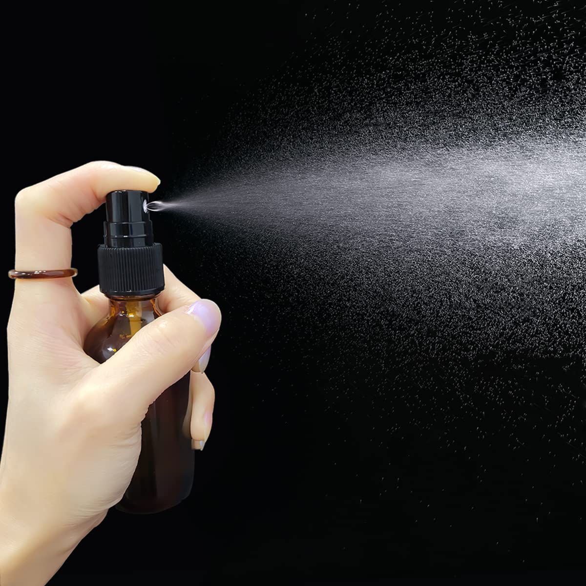 LUFEVRM 2oz Glass Spray Bottles Empty Small Perfume Travel Refillable Reusable Fine Mister Spray Bottle for Hair Cleaning Solutions Aromatherapy and Essential Oil with Extra Nozzle (3 pack  Amber)